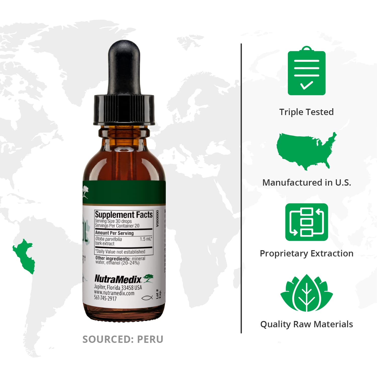 NutraMedix Banderol Daily Immune Support Tincture — Vegan Otoba Bark Drops (1 oz)