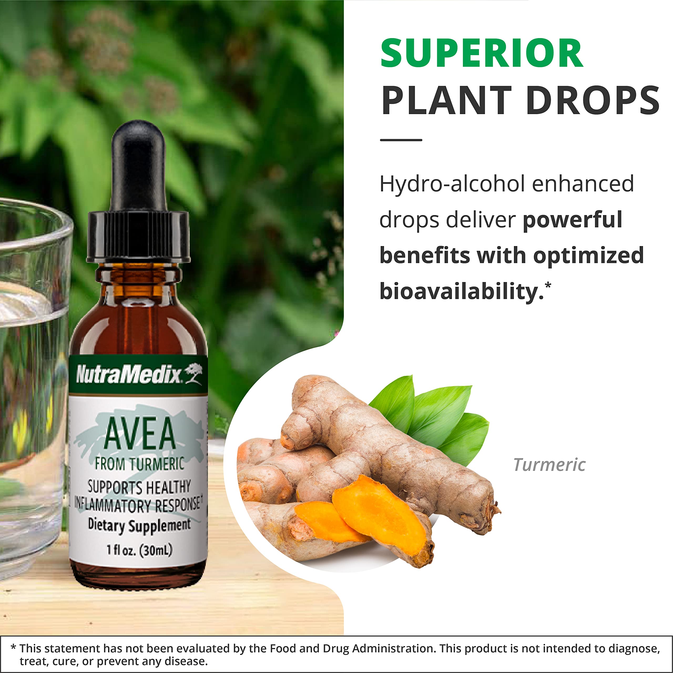 NutraMedix Avea Turmeric Extract - Liquid Turmeric Drops for Stress & Mood Support | 1oz (30ml) Pack of 2