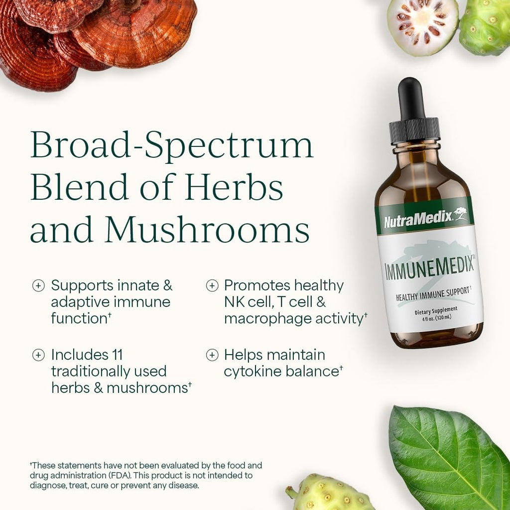 NutraMedix ImmuneMedix – Seasonal Immunity Support with 11 Plant & Mushroom Extracts (4 oz) | Broad-Spectrum Bioavailable Immunity