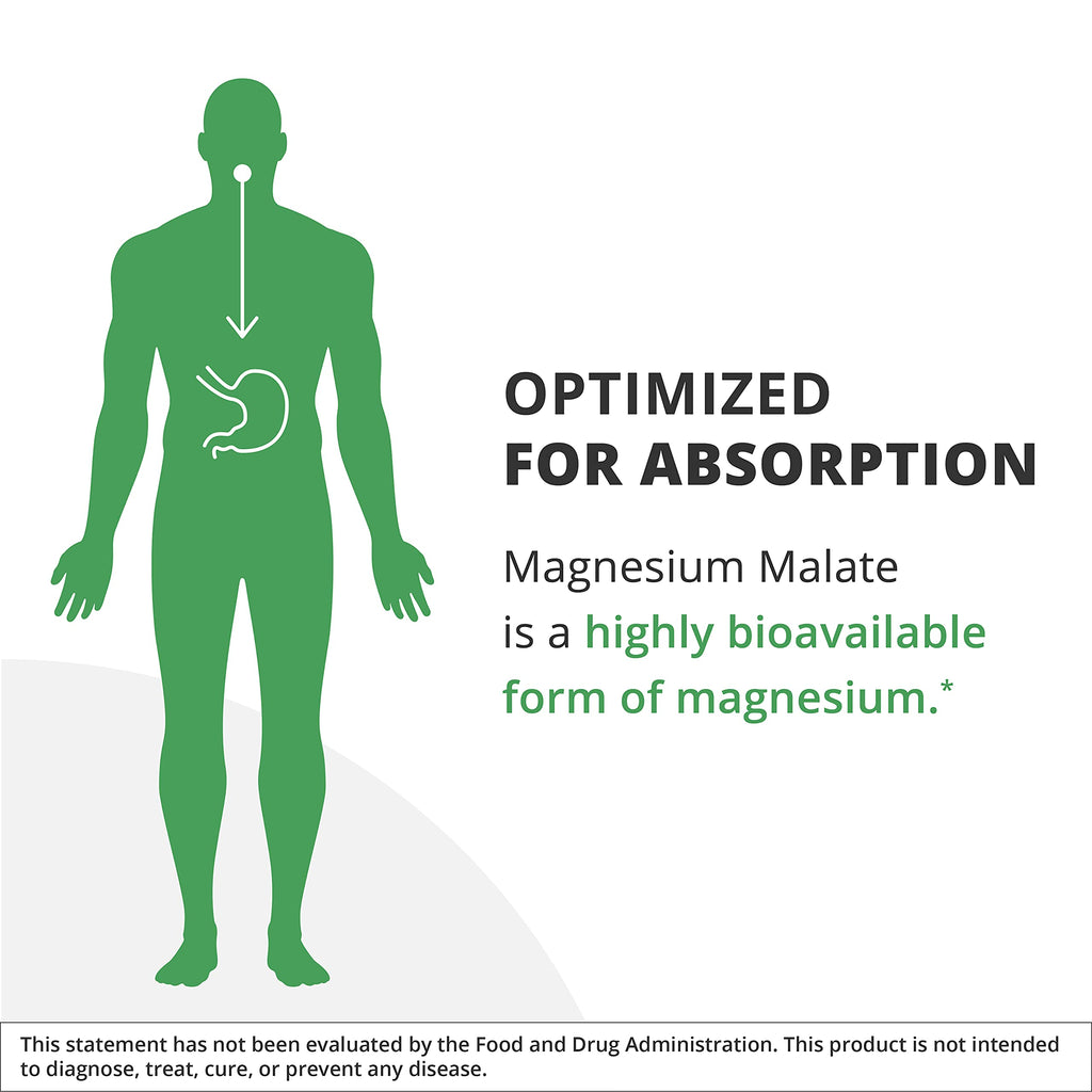 NutraMedix Magnesium Malate Energy Supplements - Bioavailable Magnesium for Sleep, Immune Support & Joint Health - Vegan, Non-GMO & Gluten-Free Magnesium Supplements (120 Vegetarian Capsules)
