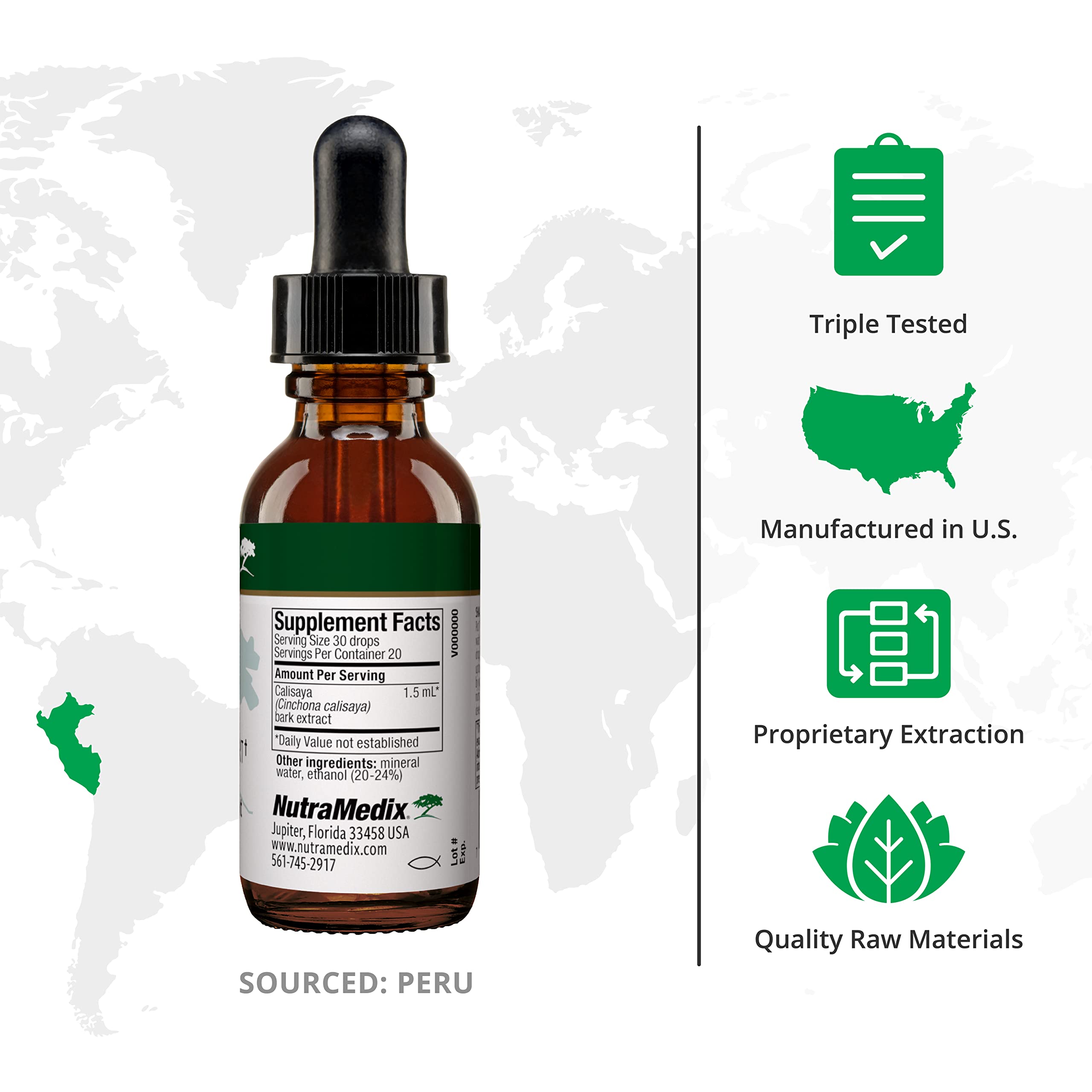 NutraMedix Quina Herbal Extract – Immune Support Liquid Drops (Peru Calisaya Bark) 1oz/30ml