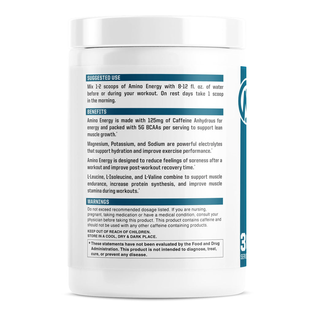 NutraOne Amino Energy BCAA Powder – Pre-Workout with Caffeine (Berry Lemonade, 30 Servings)