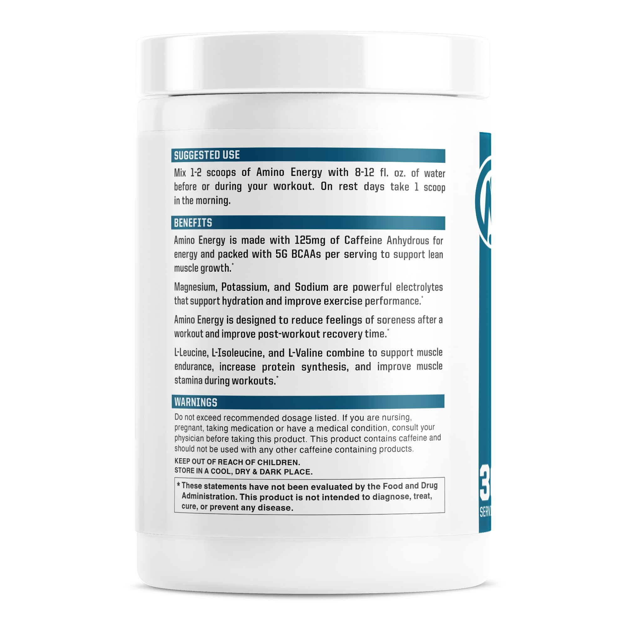 NutraOne Amino Energy BCAA Powder – Pre-Workout with Caffeine (Berry Lemonade, 30 Servings)