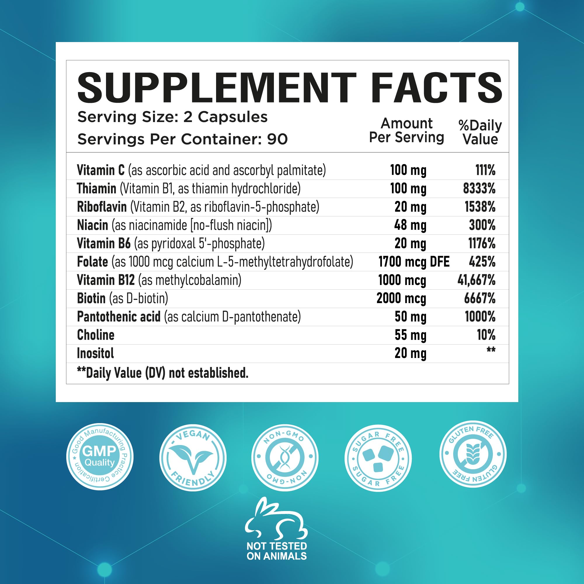 NutraPep Methylated B Complex Vitamins | 11-in-1 Bioactive B9 5-MTHF | Vegan