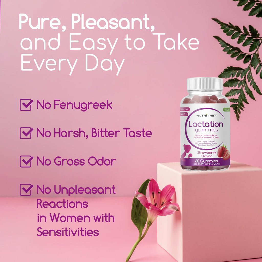 NutraPep Lactation Gummies – Postnatal Support & Milk Production Boost (D3, B12, Milk Thistle)