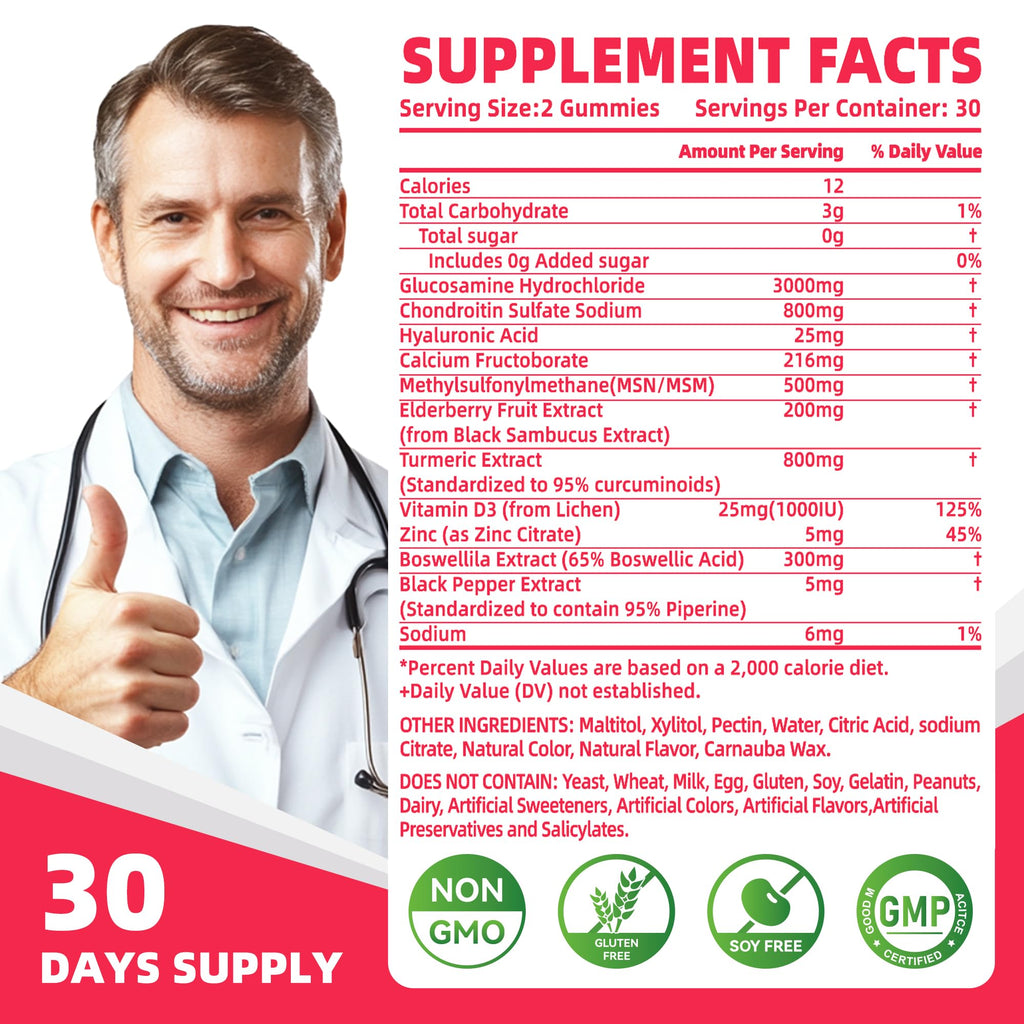 Nutravita Glucosamine Chondroitin Gummies with MSM & Elderberry – Joint Support