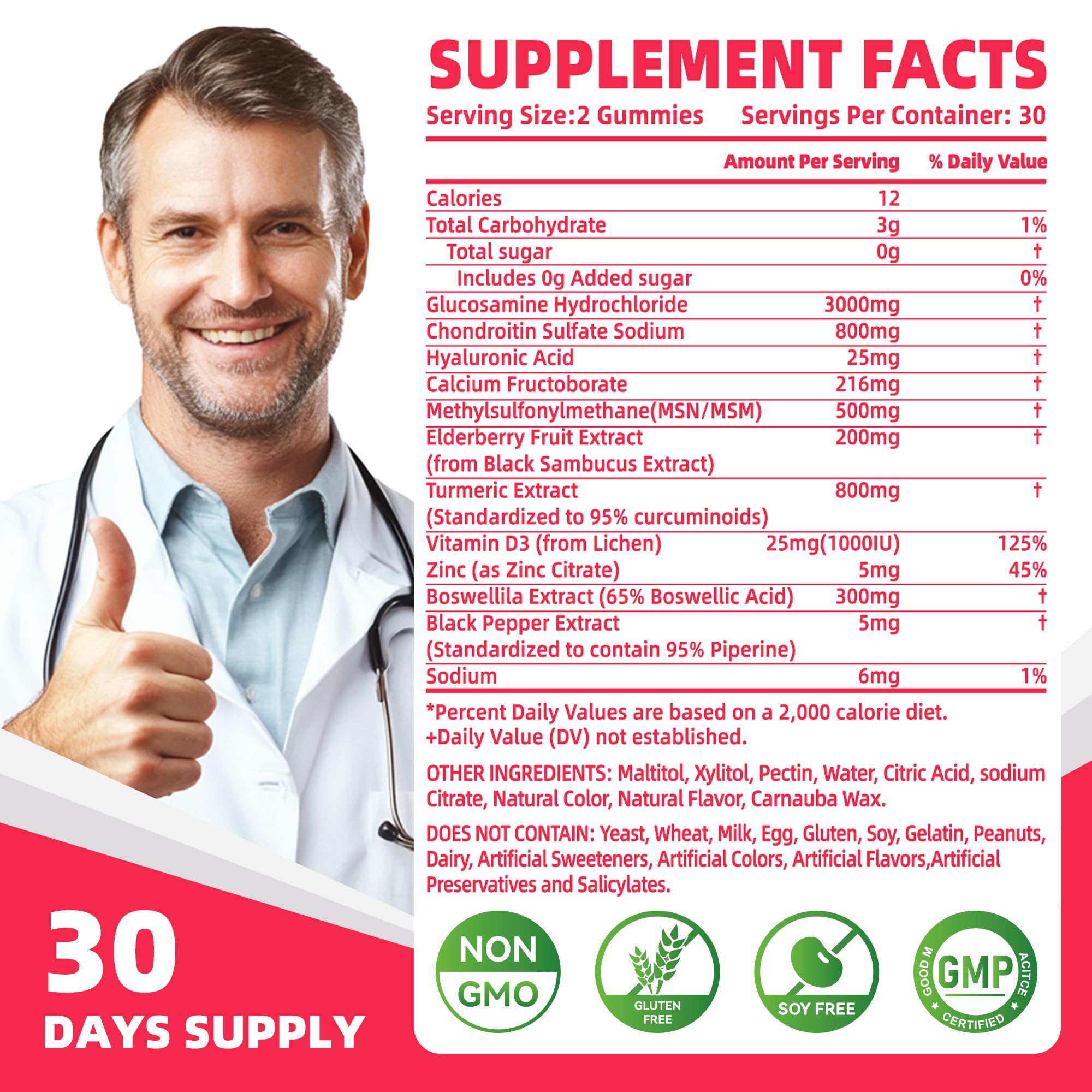 Nutravita Glucosamine Chondroitin Gummies with MSM & Elderberry – Joint Support