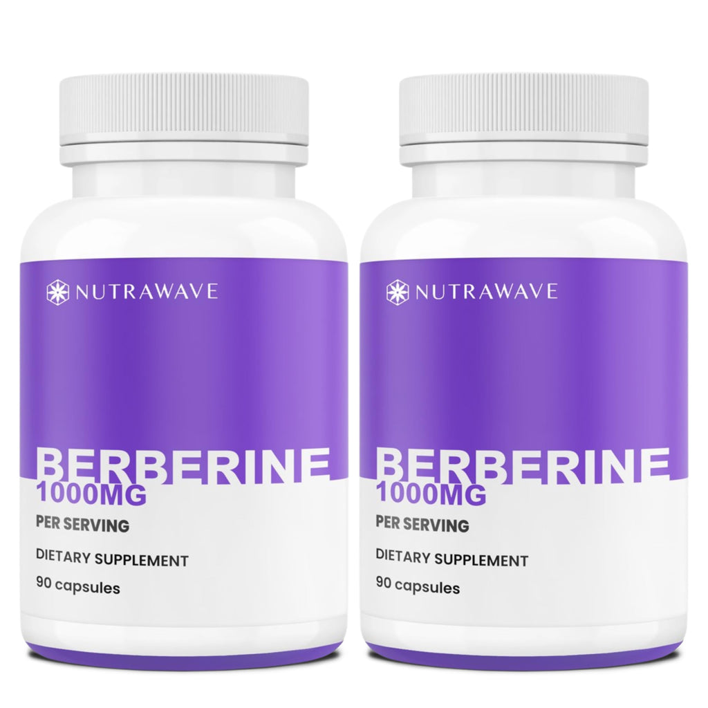 Nutra Wave Pure Berberine Maximum Potency 1000mg per Serving - 2-Pack (Vegan, Non-GMO)