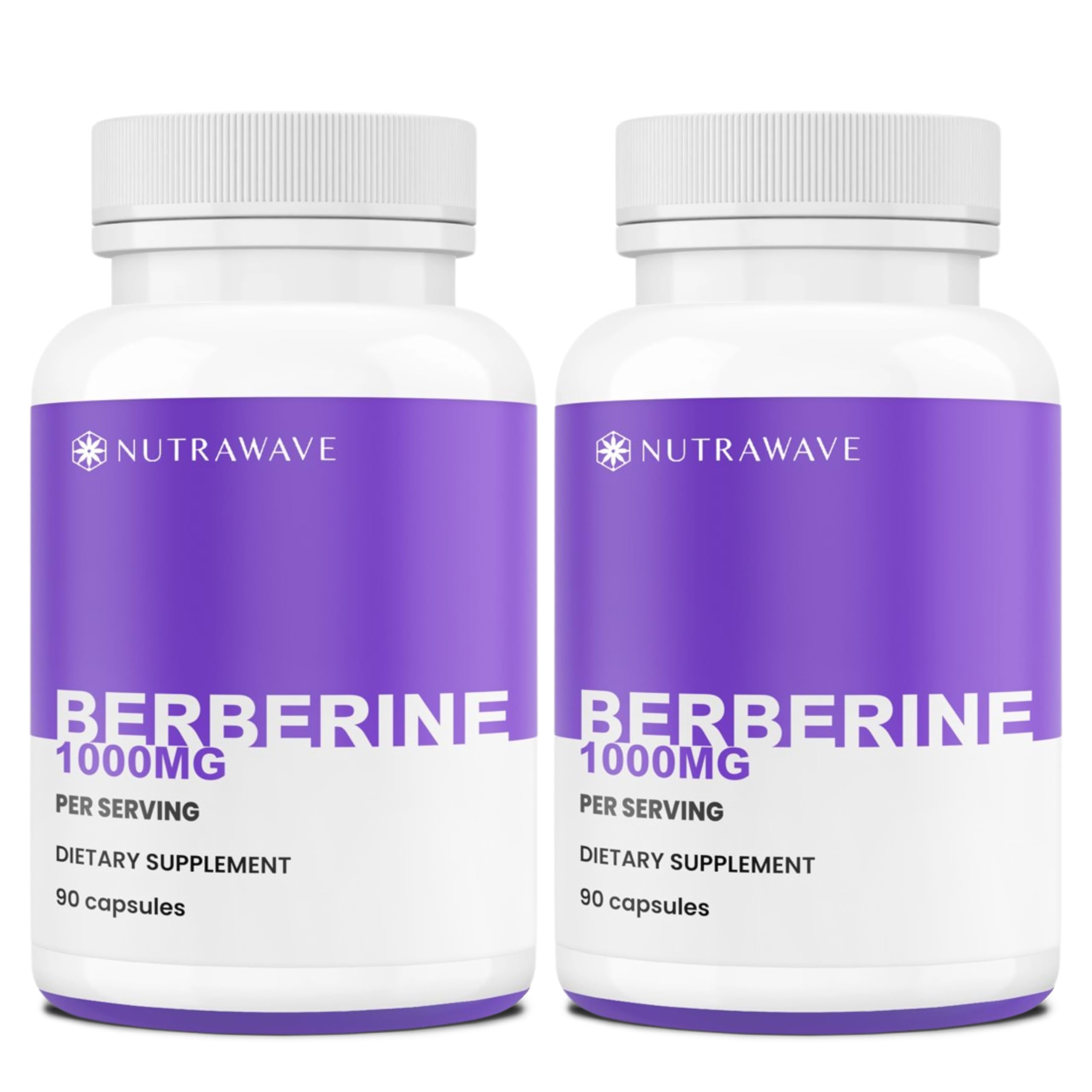 Nutra Wave Pure Berberine Maximum Potency 1000mg per Serving - 2-Pack (Vegan, Non-GMO)