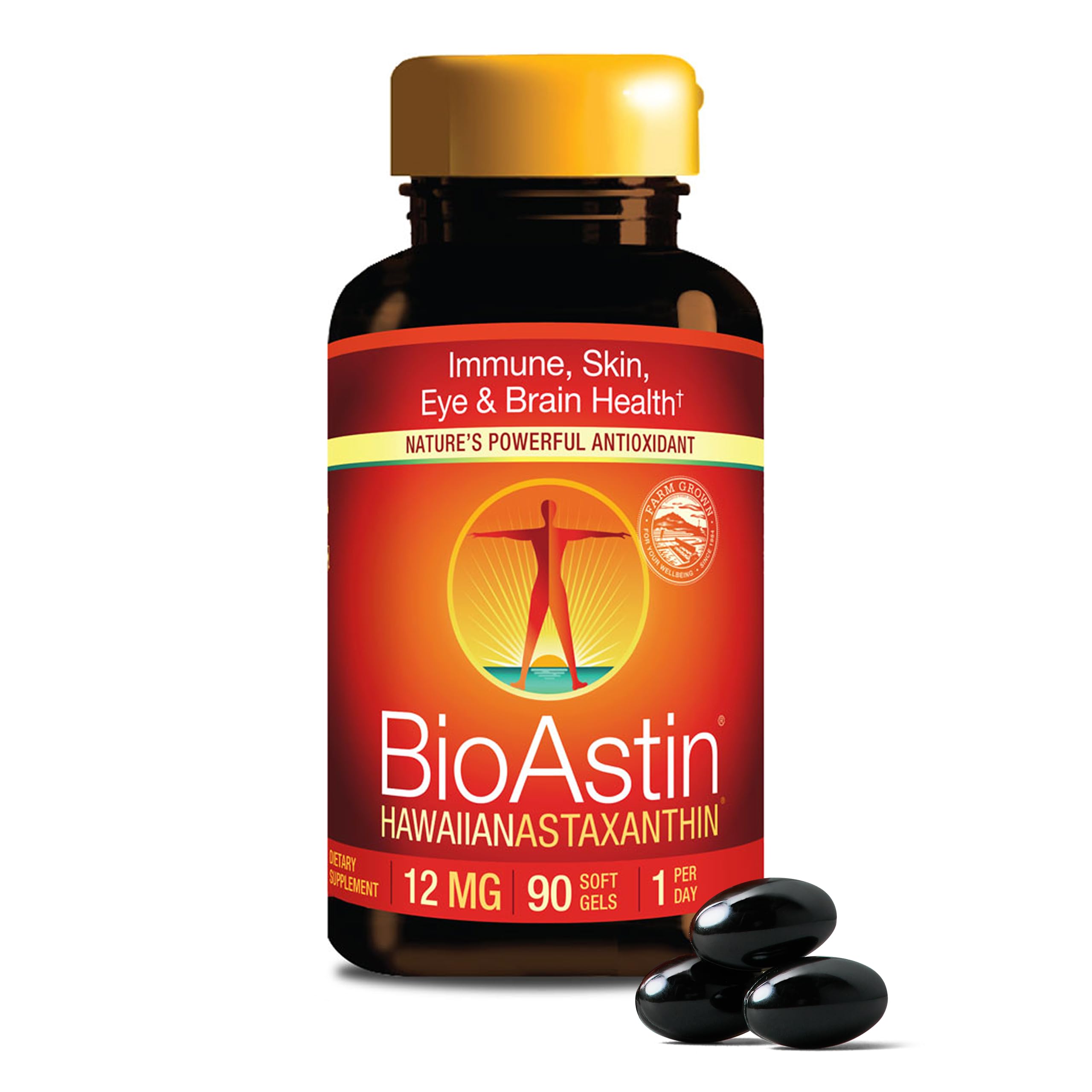 Nutrex Hawaii BioAstin Hawaiian Astaxanthin 4mg, 60 Softgels – Farm-Direct Premium Antioxidant for Eyes, Skin, Joints & Immune Health
