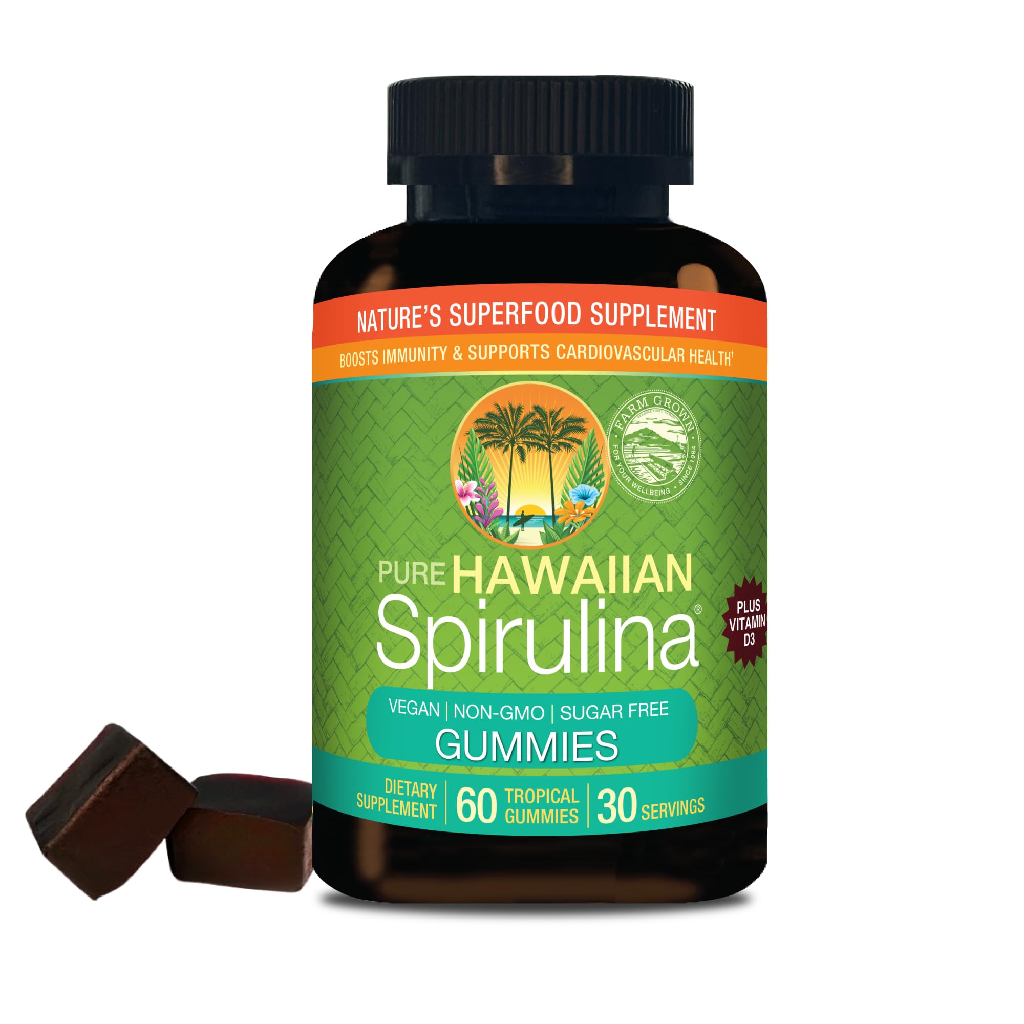 Nutrex Hawaii Spirulina – Kona, Hawaii Grown Natural Superfood Supplement (60 Count Gummies)