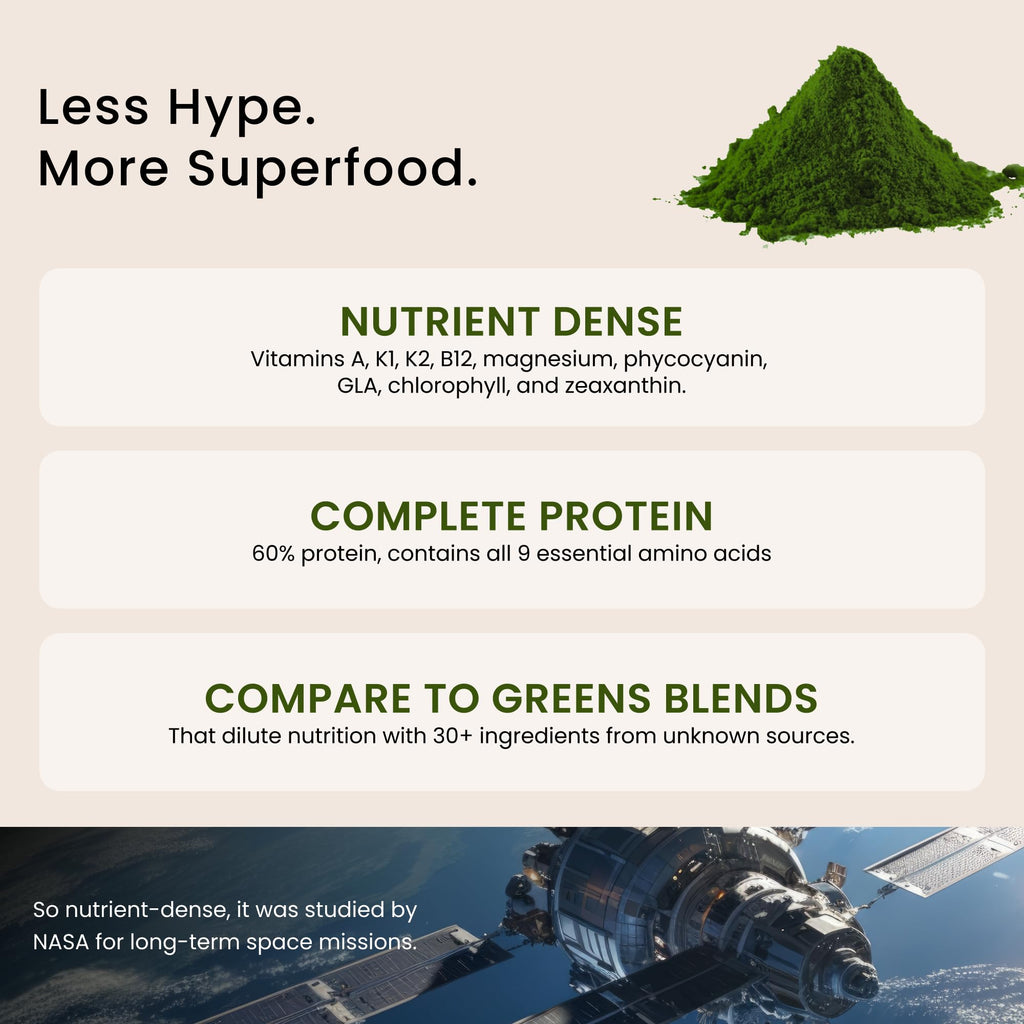 Nutrex Hawaii Pure Hawaiian Spirulina Powder – Nature’s Superfood, Non-GMO, Vegan – Immune, Heart, Cellular Health & Energy Support, 9.53 oz