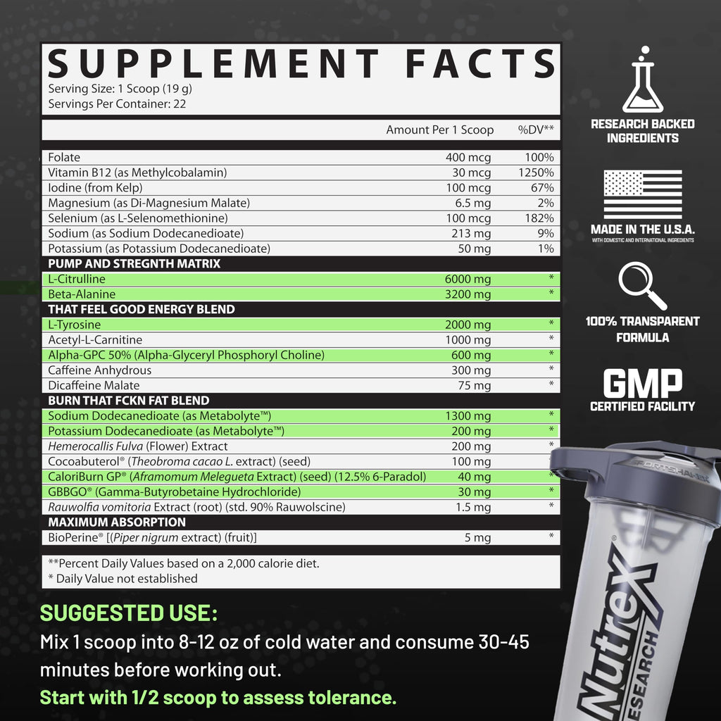 Nutrex Outlift Burn Pre-Workout Maui Twist – 22 Servings | Metabolyte, L-Citrulline & Caffeine