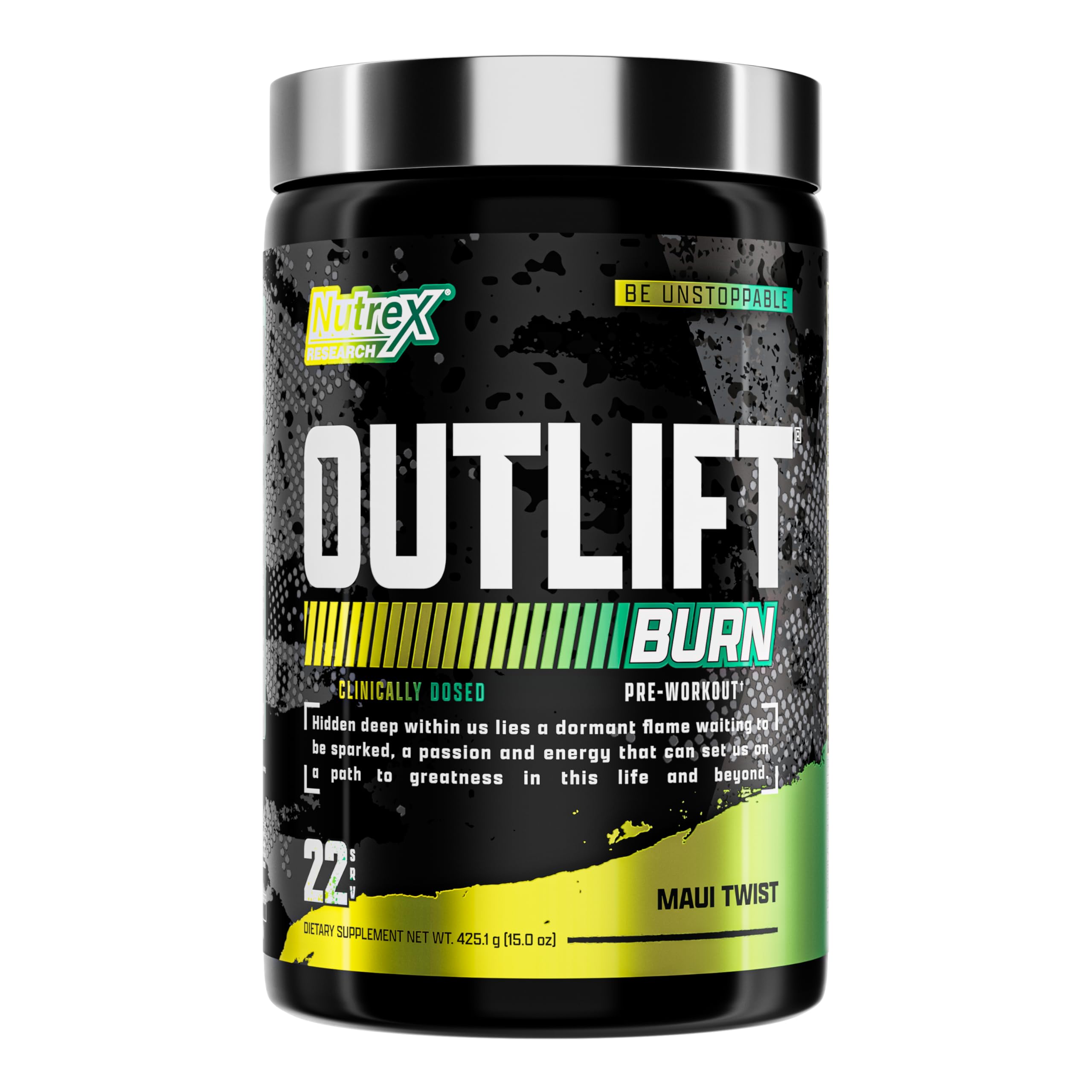 Nutrex Outlift Burn Pre-Workout Maui Twist – 22 Servings | Metabolyte, L-Citrulline & Caffeine