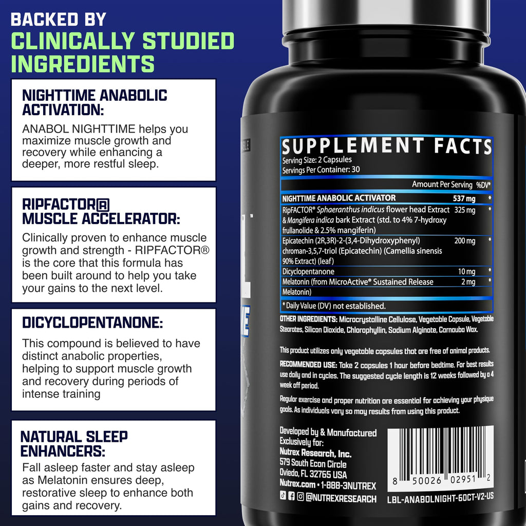 Anabol PM Nighttime Muscle Builder & Sleep Aid | Nutrex Research