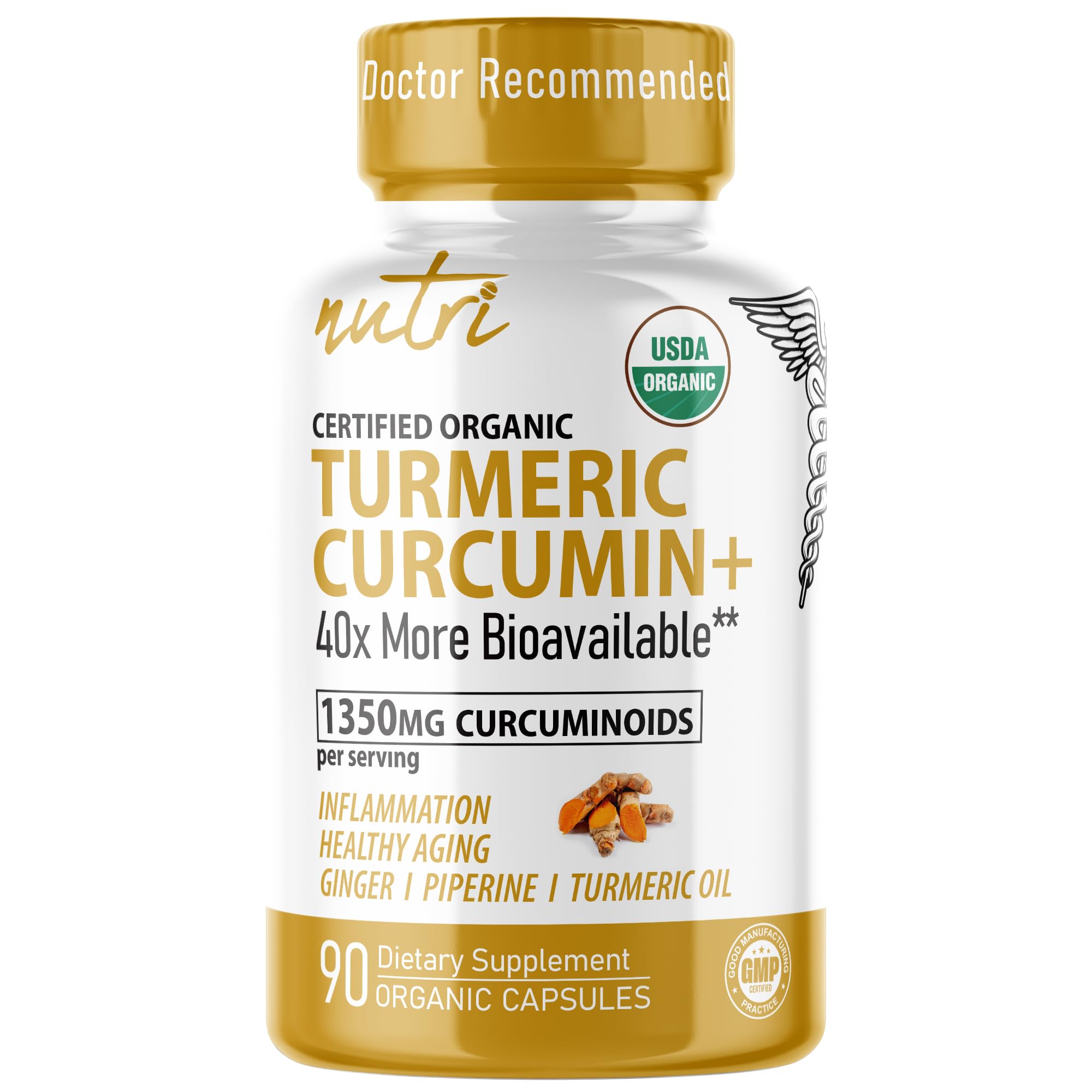 Nutri Organic Turmeric Curcumin 1425mg – 40x More Bioavailable, 95% Curcuminoids, 3rd-Party Tested