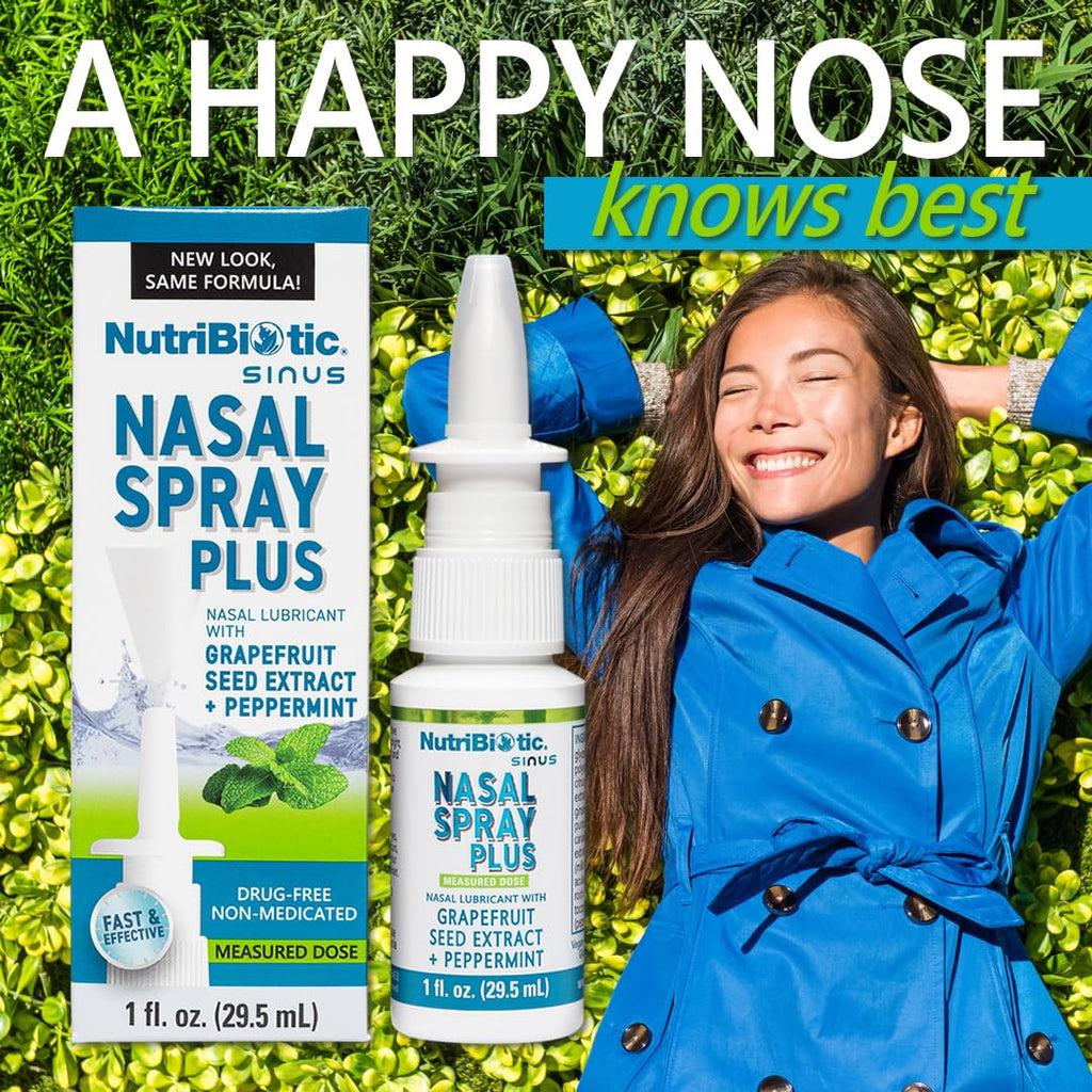 NutriBiotic Nasal Spray Plus 1 Fl Oz – Drug-Free Nasal Lubricant with GSE, Xylitol & Botanicals