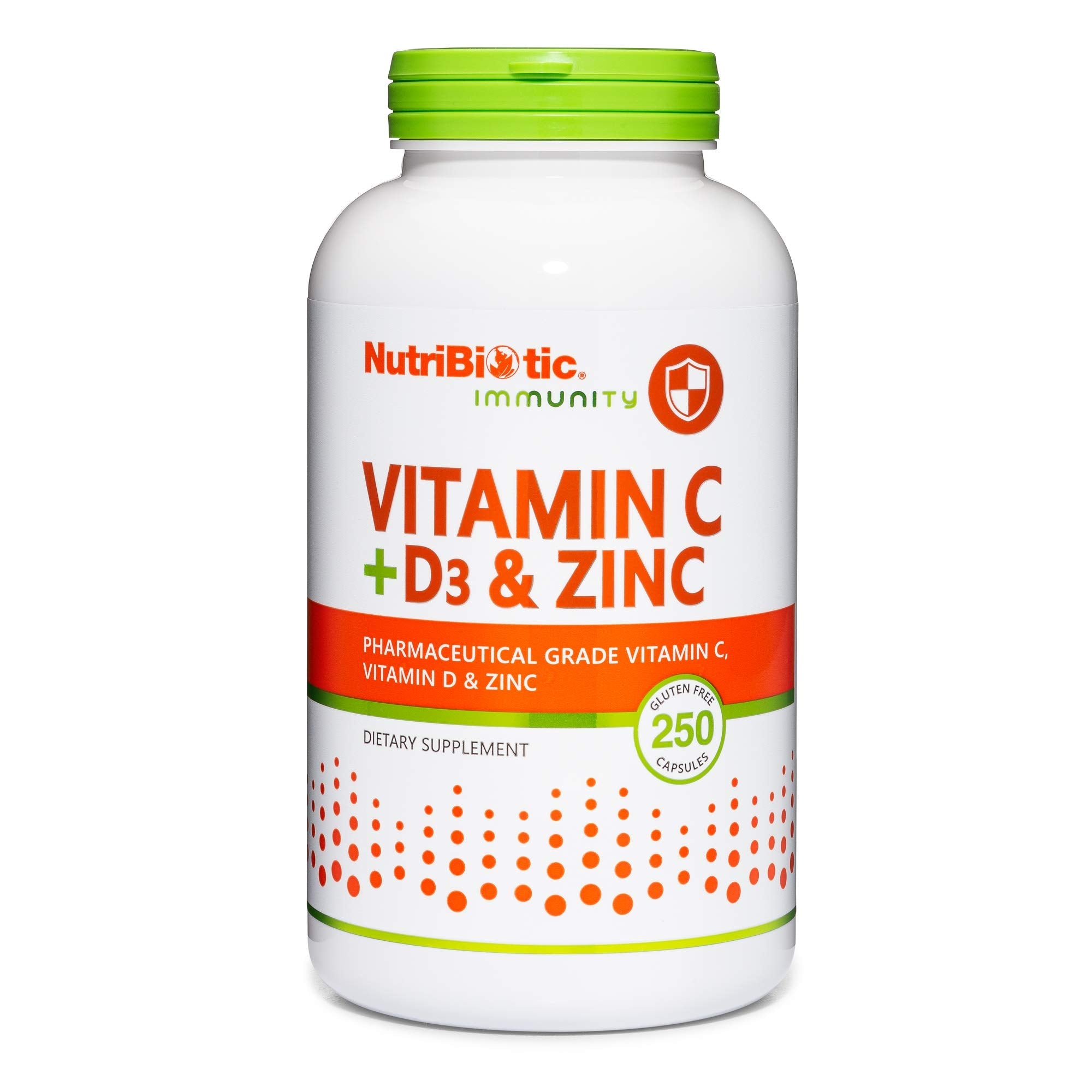 NutriBiotic Vitamin C + D3 & Zinc - 250 Capsules | Immune Support
