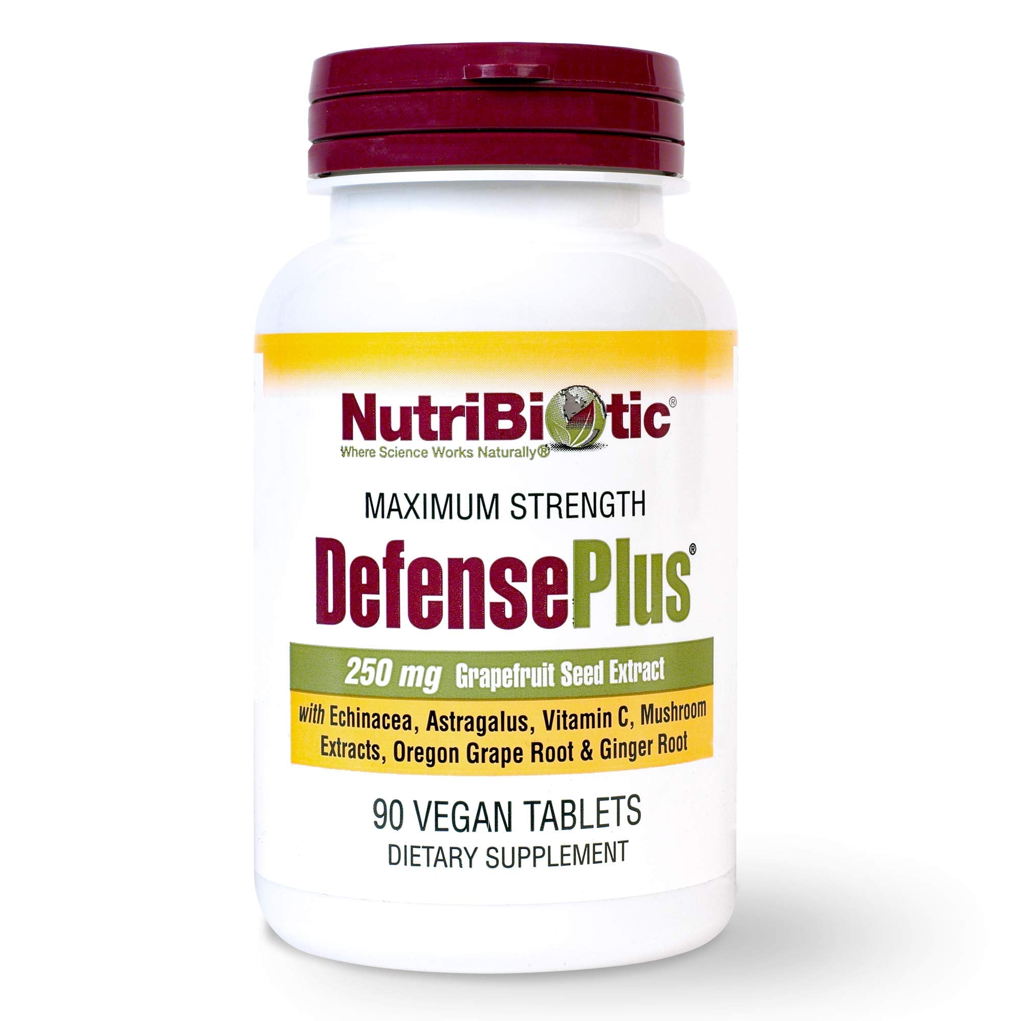 NutriBiotic DefensePlus 90 Tablets – 11 in 1 Immune Support, Vegan & Gluten Free