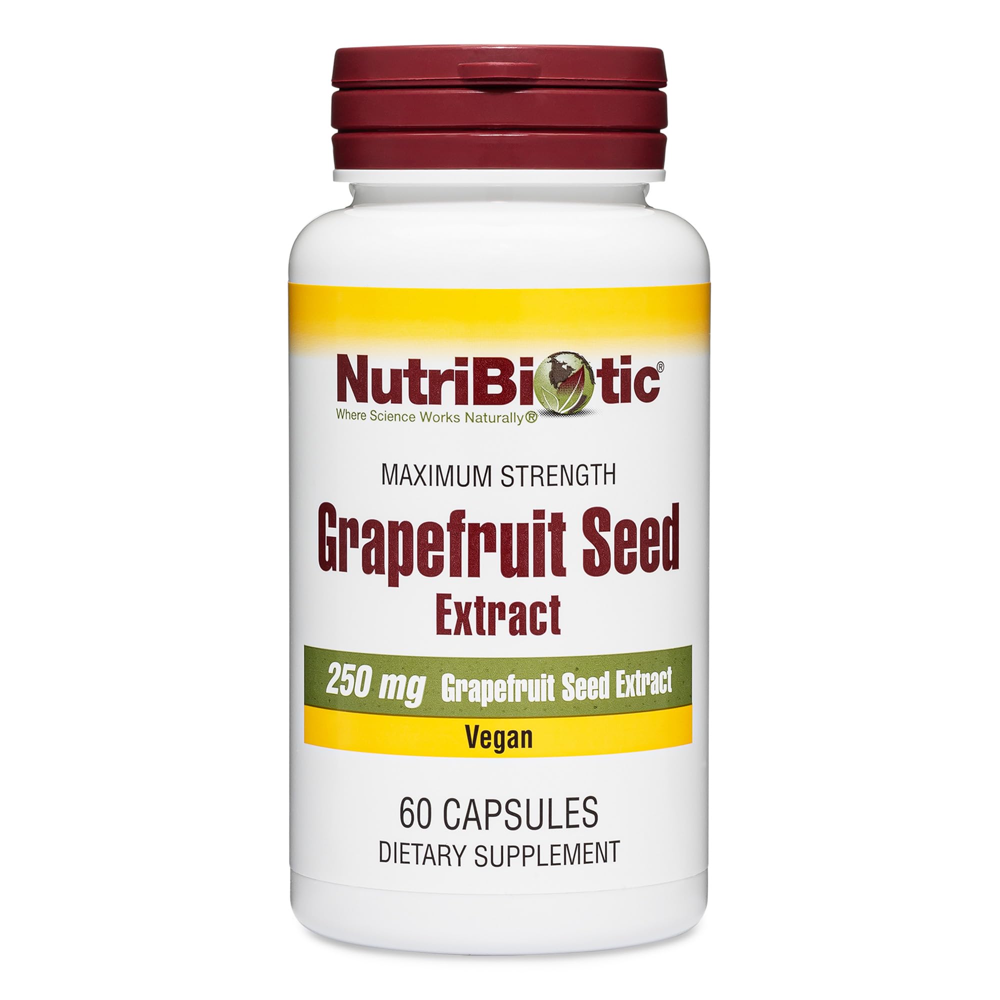 NutriBiotic Grapefruit Seed Extract Capsules 250 mg, 60 Count – Maximum Strength with Bioflavonoids
