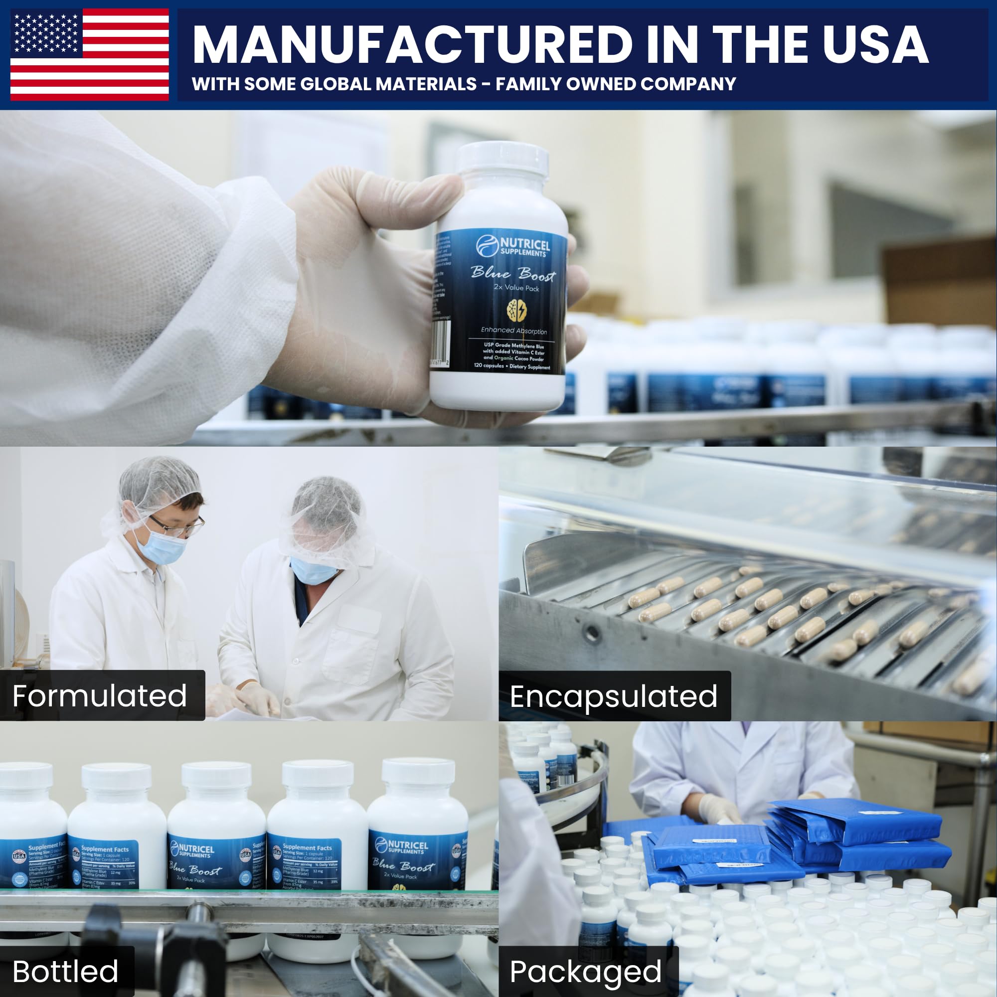 Nutricel Methylene Blue Capsules with Zeolite, Nattokinase, Turmeric – 18mg (USP) | 60ct | Made in USA