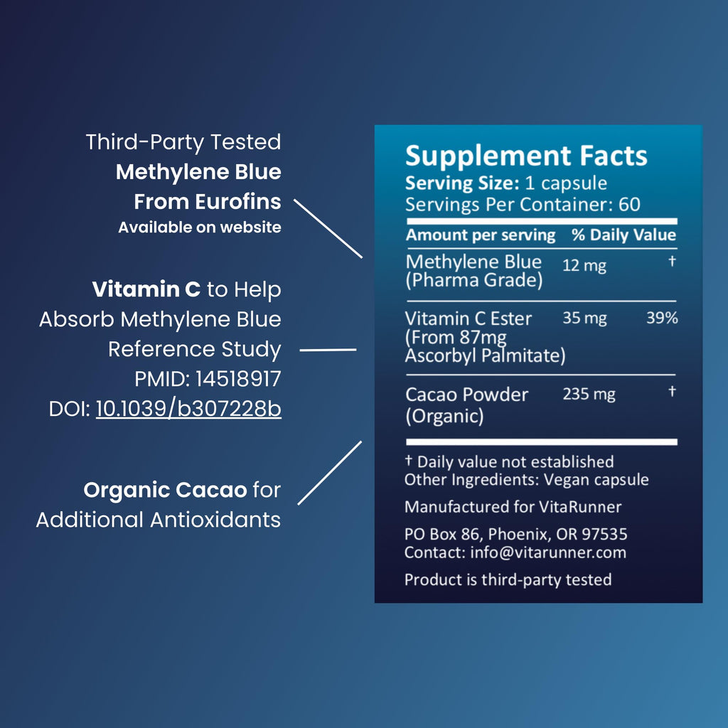 Nutricel Methylene Blue Capsules 12 mg | 60ct | Vitamin C Ester | Made in USA