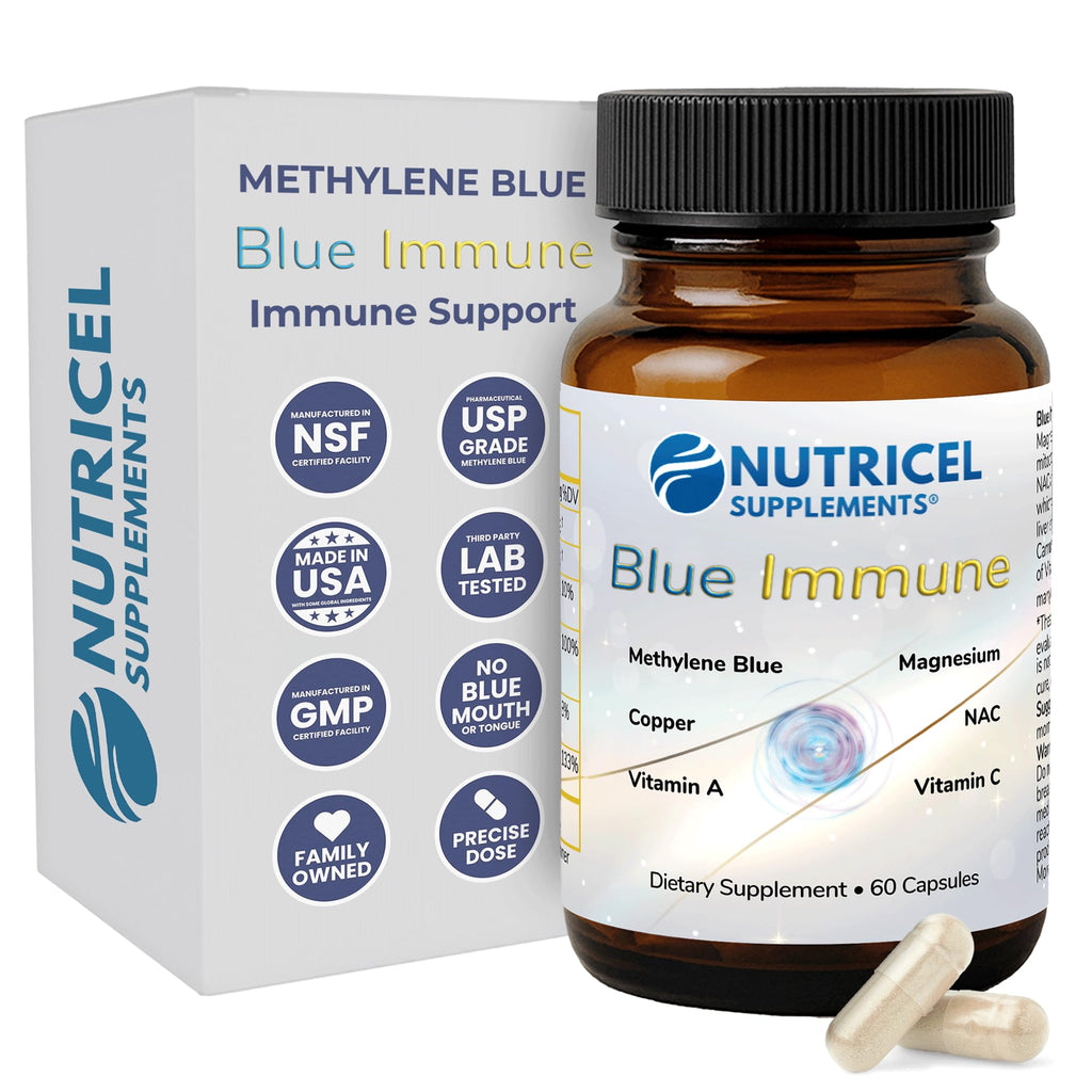 Nutricel Methylene Blue Capsules with Grass-Fed Liver – 12mg, USA Made, USP Reference, Third-Party Tested (60ct)