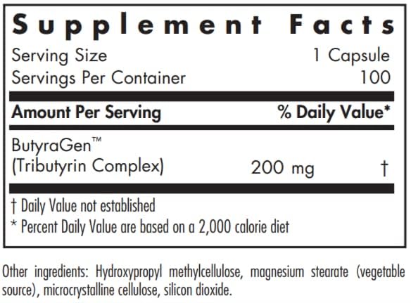 Nutricology ButyrAid 200 mg - Butyrate for Gut Health | Tributyrin Complex | 100 Count