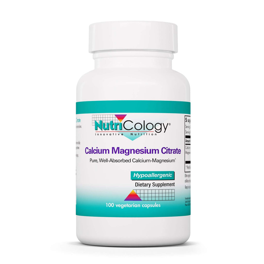 Nutricology Calcium Magnesium Citrate Supplement - Bone Health, Well-Absorbed Calcium Citrate, 100 Count Vegetarian Capsules