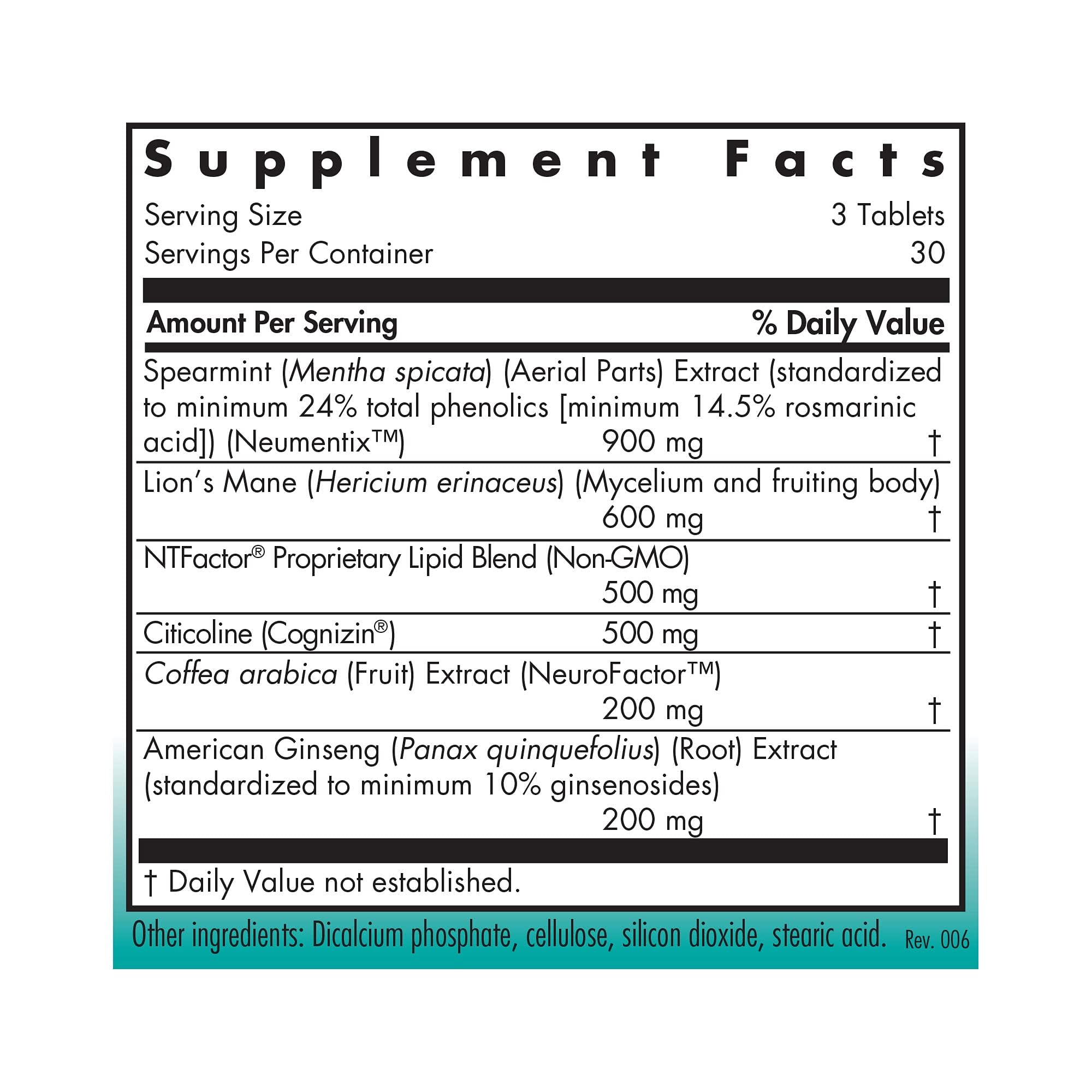 Nutricology Cognibrain – Memory & Focus Support with Lion's Mane, 90 Count