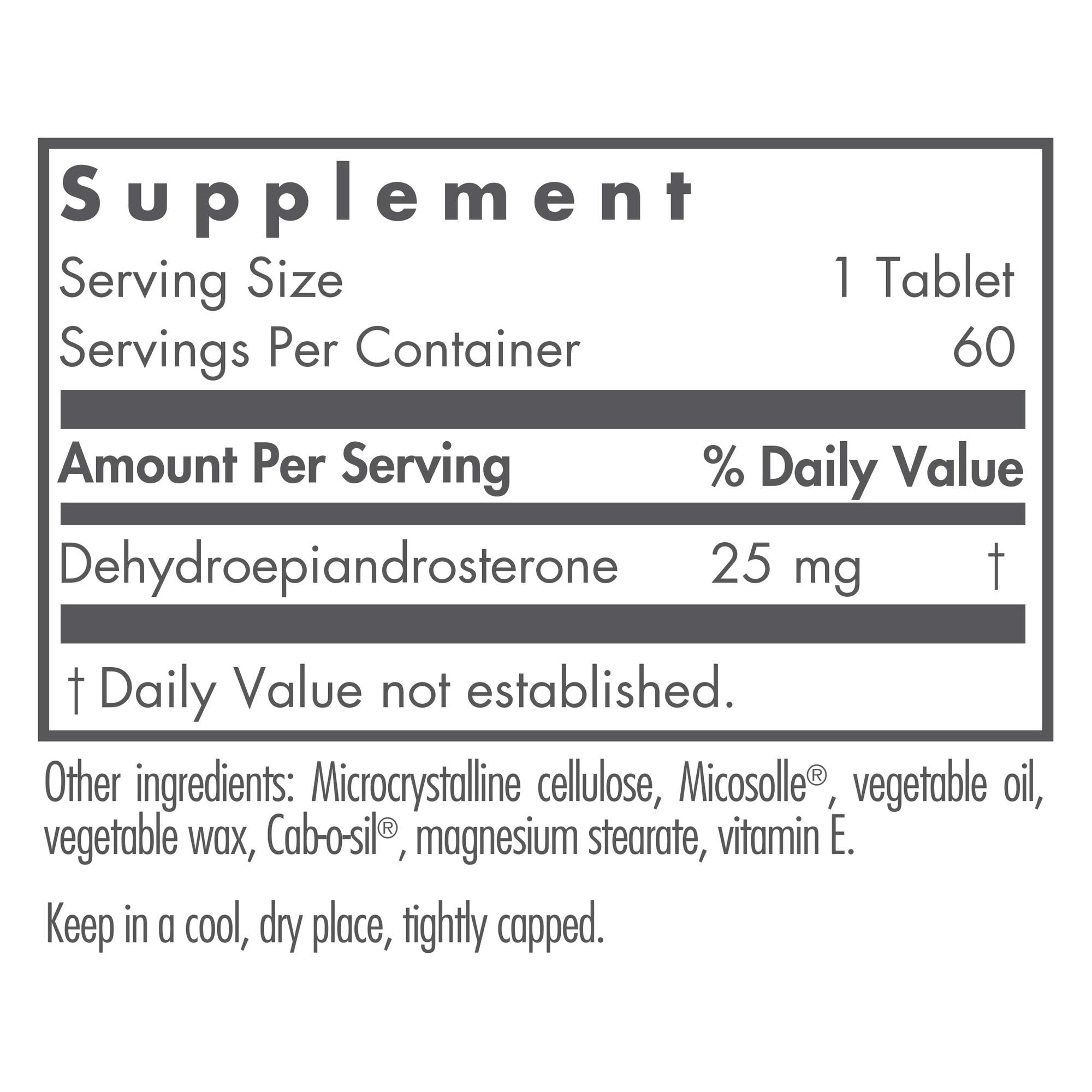 Nutricology DHEA 25mg - Micronized Lipid Matrix, Soy-Free, 60 Count