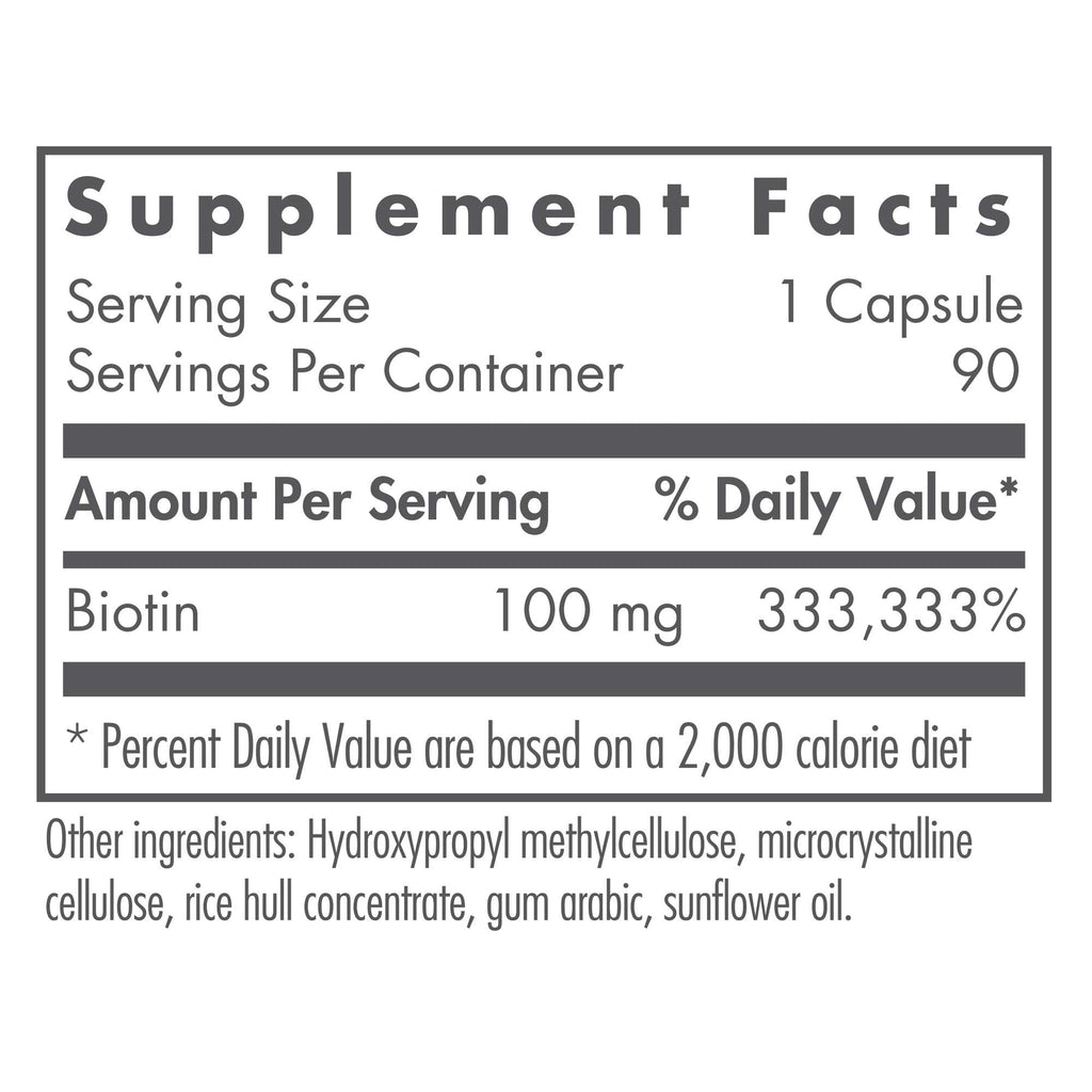 Nutricology HiBiotin Supplement – 100,000mcg Biotin, Vegetarian Capsules, Hypoallergenic, Gluten Free – 90 Count