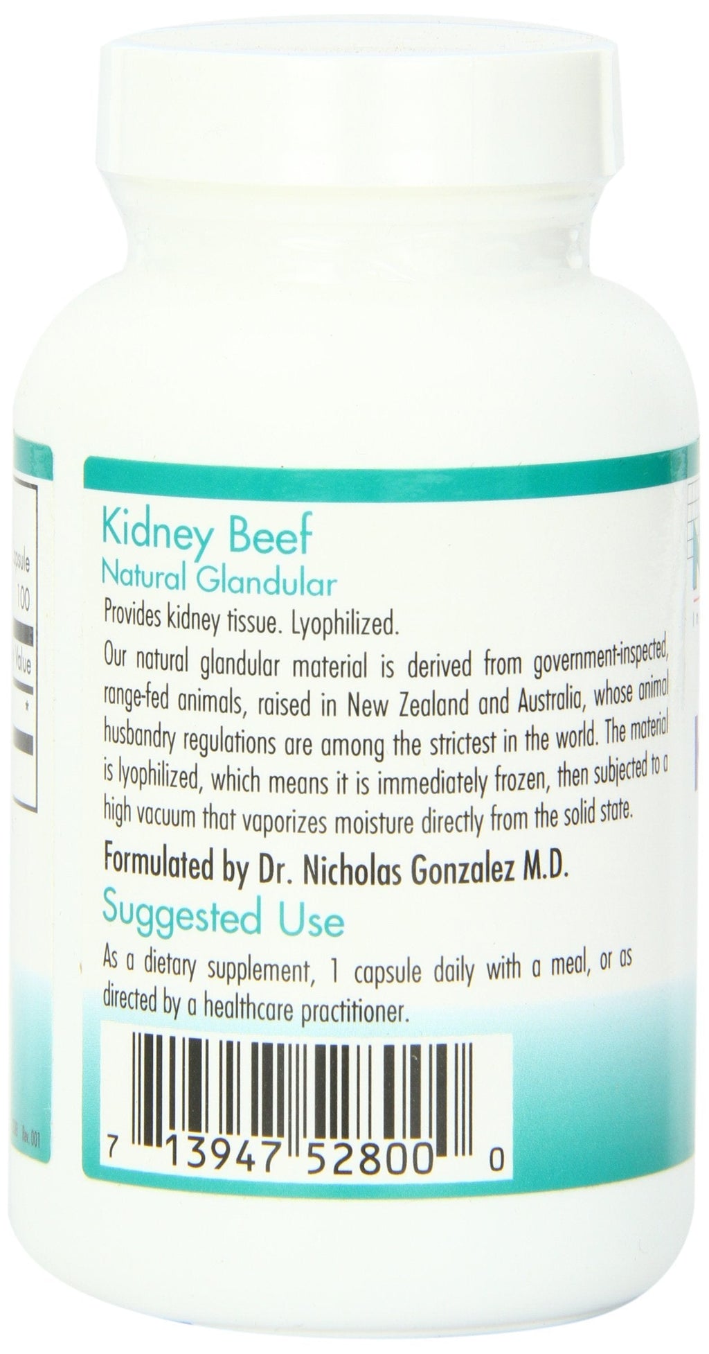 Nutricology Kidney Beef Supplement – Freeze-Dried Bovine Kidney, 500mg, 100 Vegetarian Capsules
