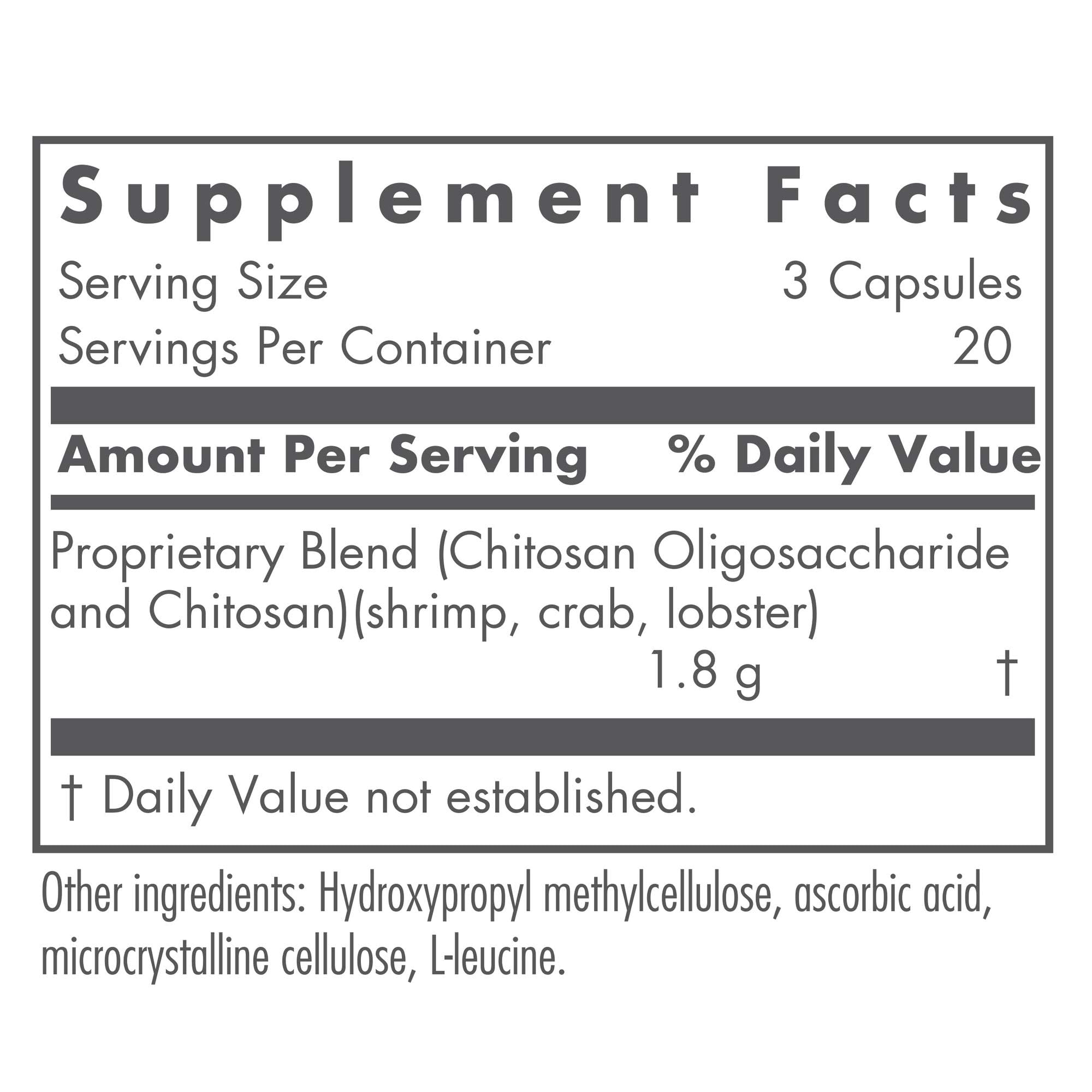 Nutricology MicroChitosan Supplement – 1800mg Chitosan Oligosaccharide, 60 Veg Pills