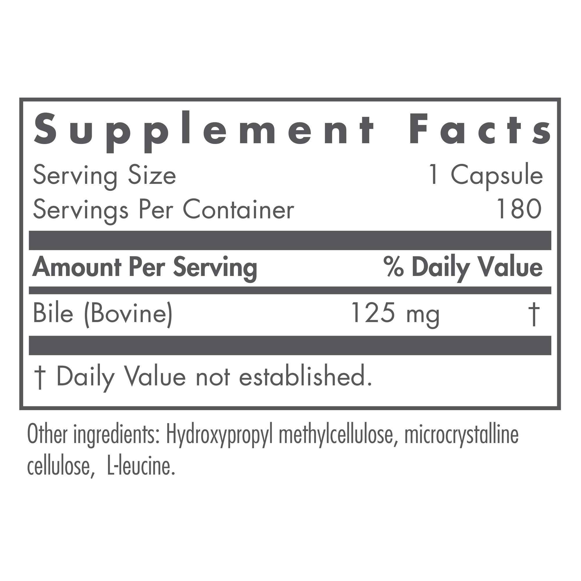 Nutricology Ox Bile 125 mg - Digestive Enzymes for Fat Digestion & Liver Support | 180 Count