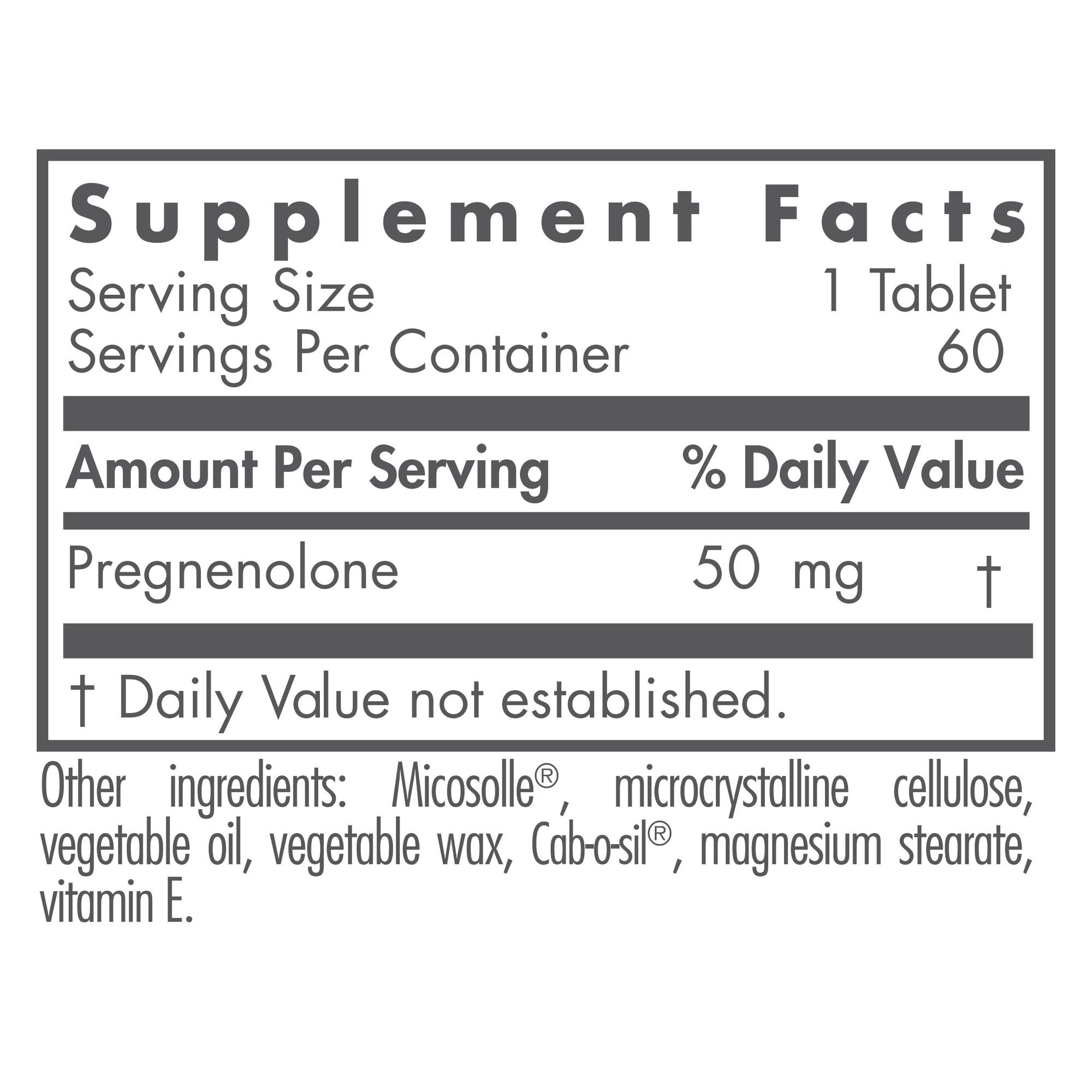 Nutricology Pregnenolone 50mg - 60 Count | Plant-Sourced, Non-GMO Wild Yam