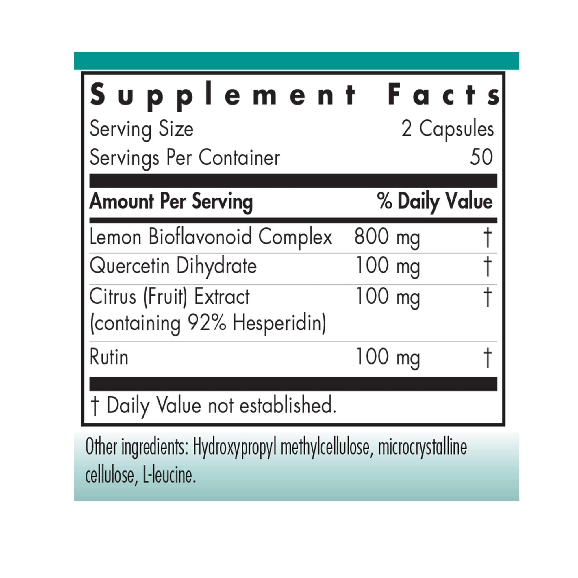 Nutricology Quercetin Bioflavonoids - Lemon Bioflavonoid Complex with Rutin, Citrus Extract & Hesperidin | 100 Count