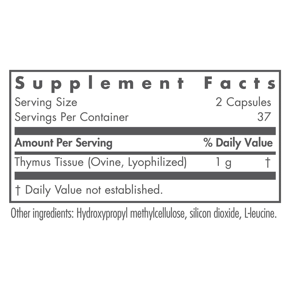 Nutricology Thymus Supplement - 1000mg Ovine Glandular (Lyophilized) | Hypoallergenic | 75 Count