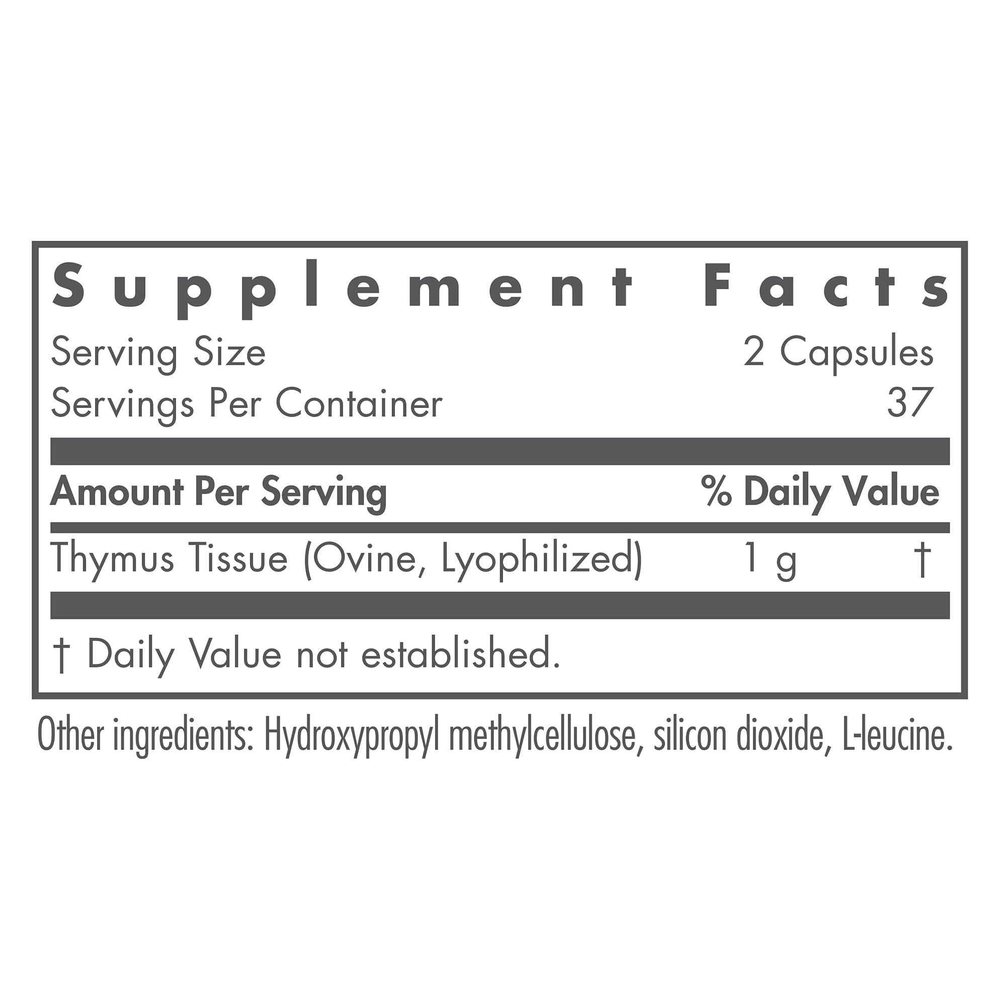Nutricology Thymus Supplement - 1000mg Ovine Glandular (Lyophilized) | Hypoallergenic | 75 Count