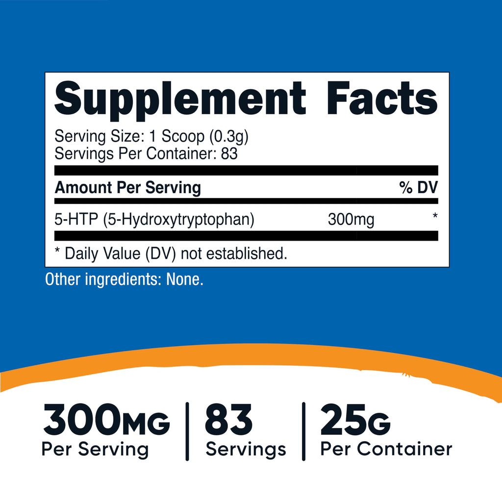 Nutricost 5-HTP Powder 25g | 300mg Per Serving | Gluten Free & Non-GMO | Pure 5-HTP