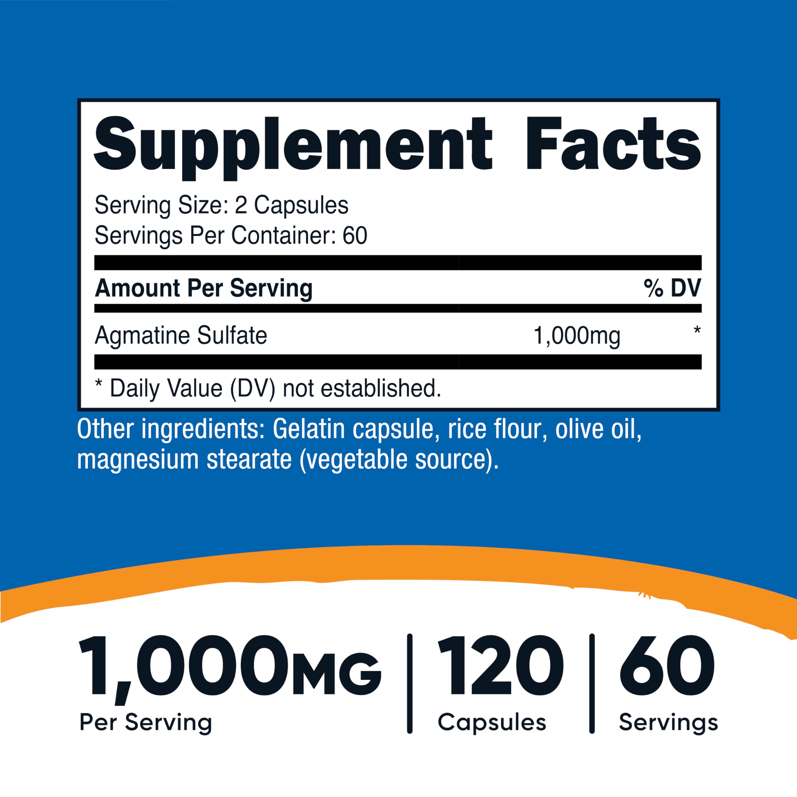 Nutricost Agmatine Sulfate 1000mg – 120 Caps | Gluten Free, Non-GMO