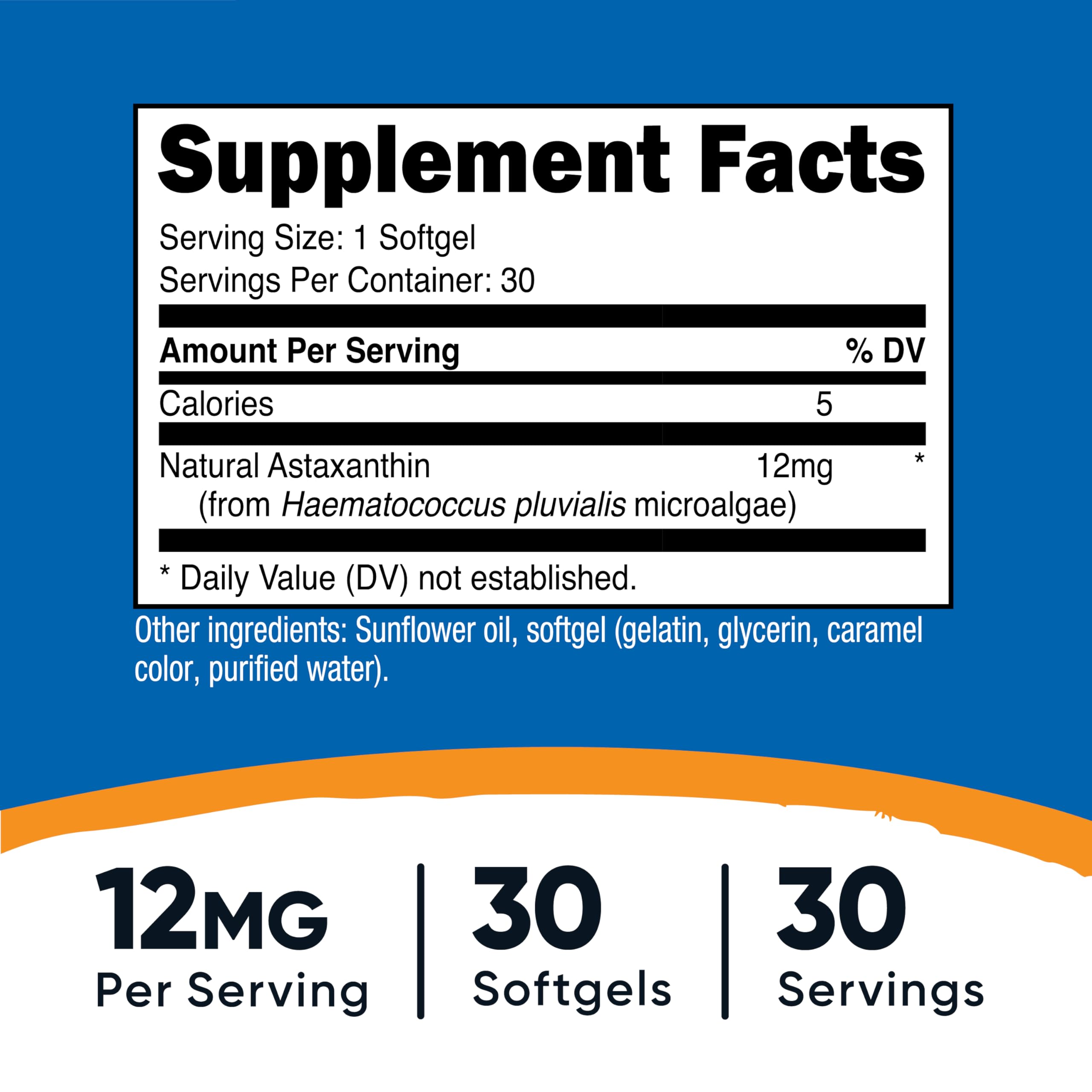 Nutricost Astaxanthin 12mg, 30 Softgels – Non-GMO & Gluten Free