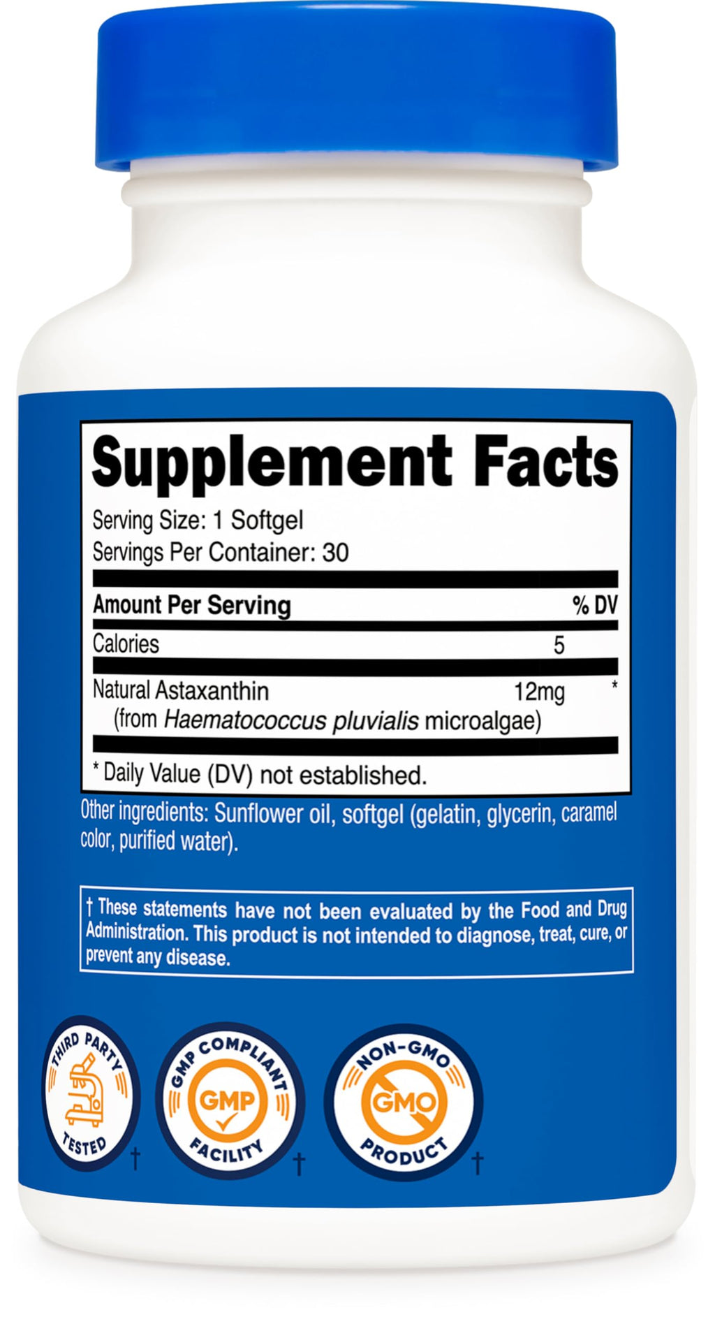 Nutricost Astaxanthin 12mg, 30 Softgels – Non-GMO & Gluten Free