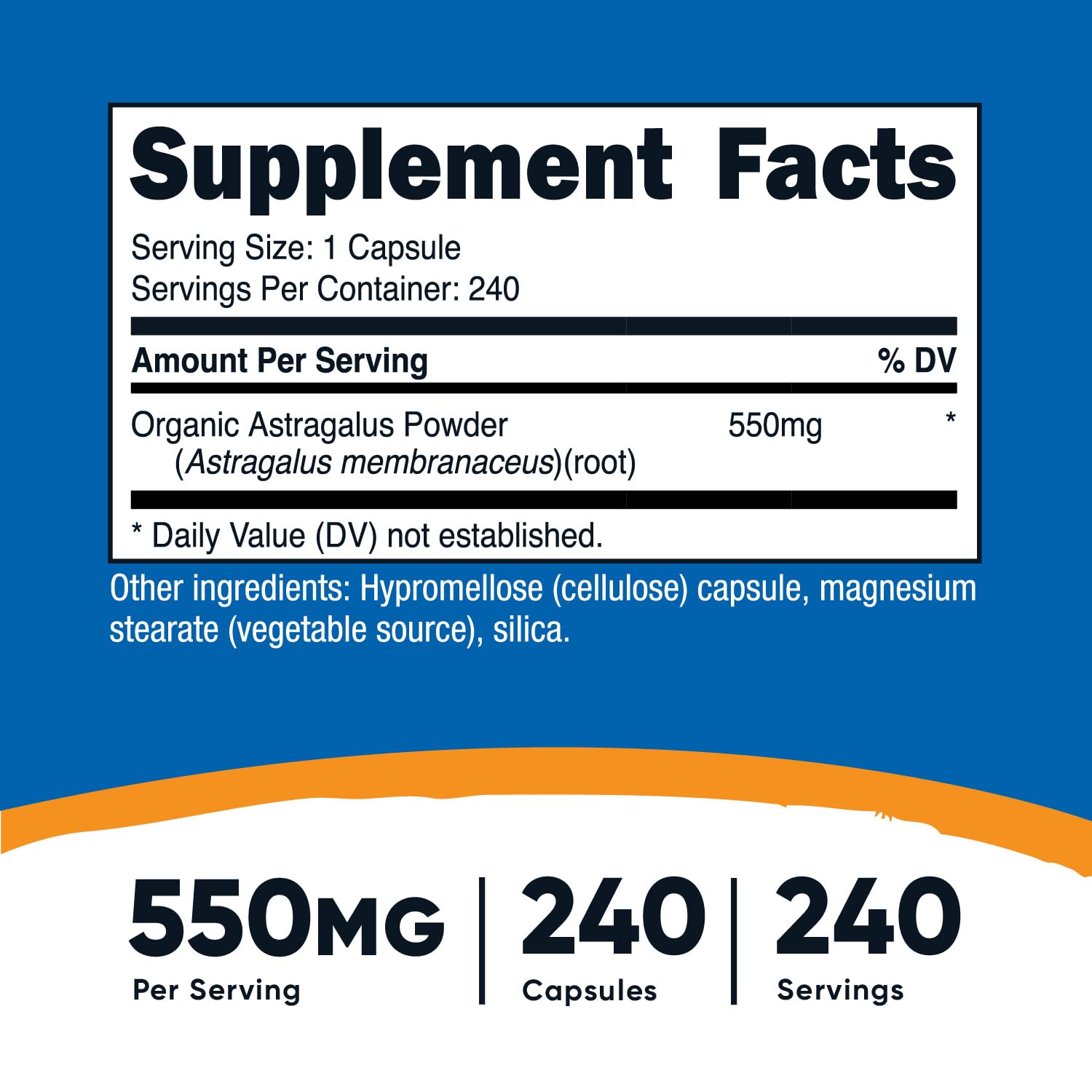 Nutricost Astragalus 550mg Capsules - 240 Vegetarian Capsules | Non-GMO & Gluten Free