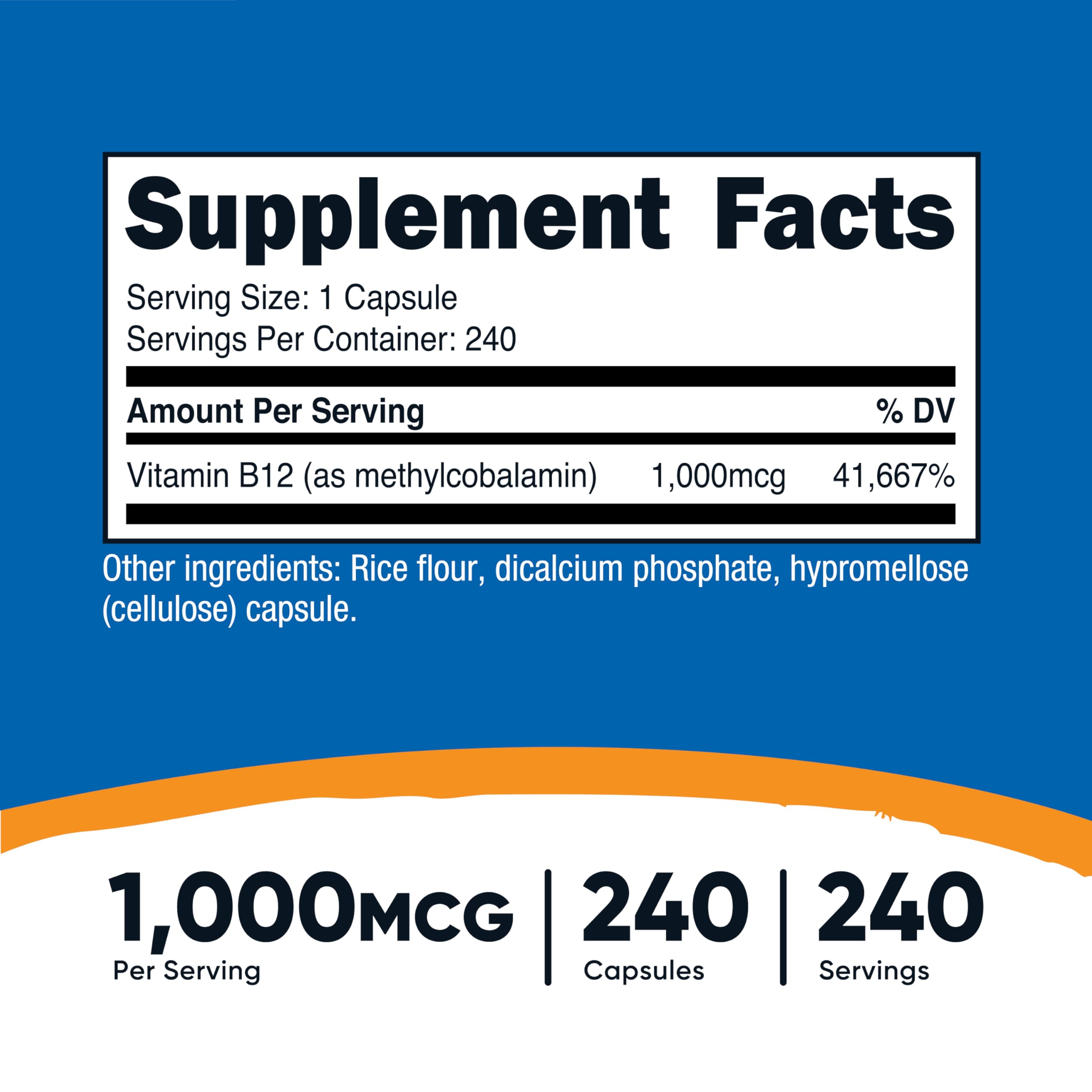 Nutricost B12 1000mcg Methylcobalamin – 240 Capsules, Vegetarian
