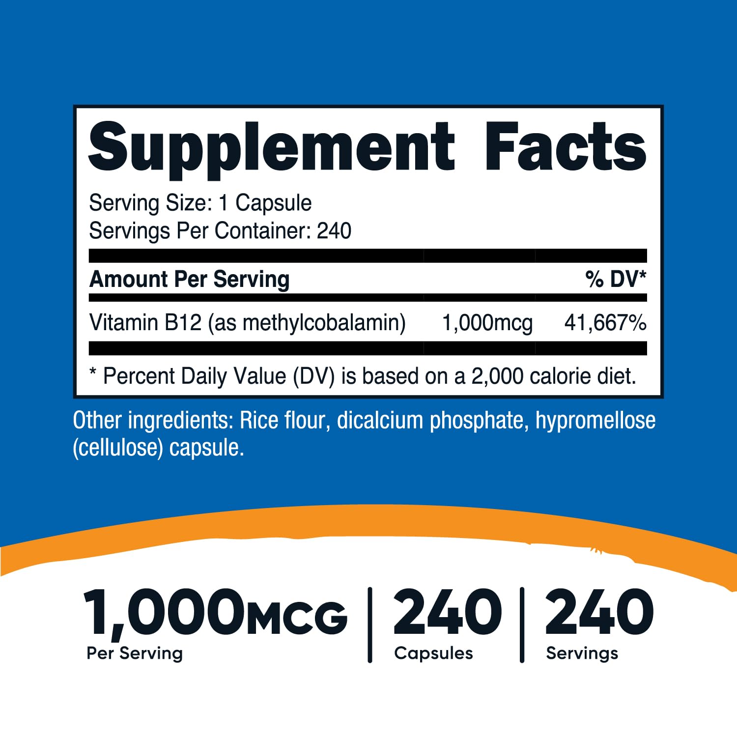 Nutricost Vitamin B12 1000mcg Methylcobalamin – 240 Capsules per Bottle, Pack of 2 | Vegetarian, Non-GMO & Gluten Free