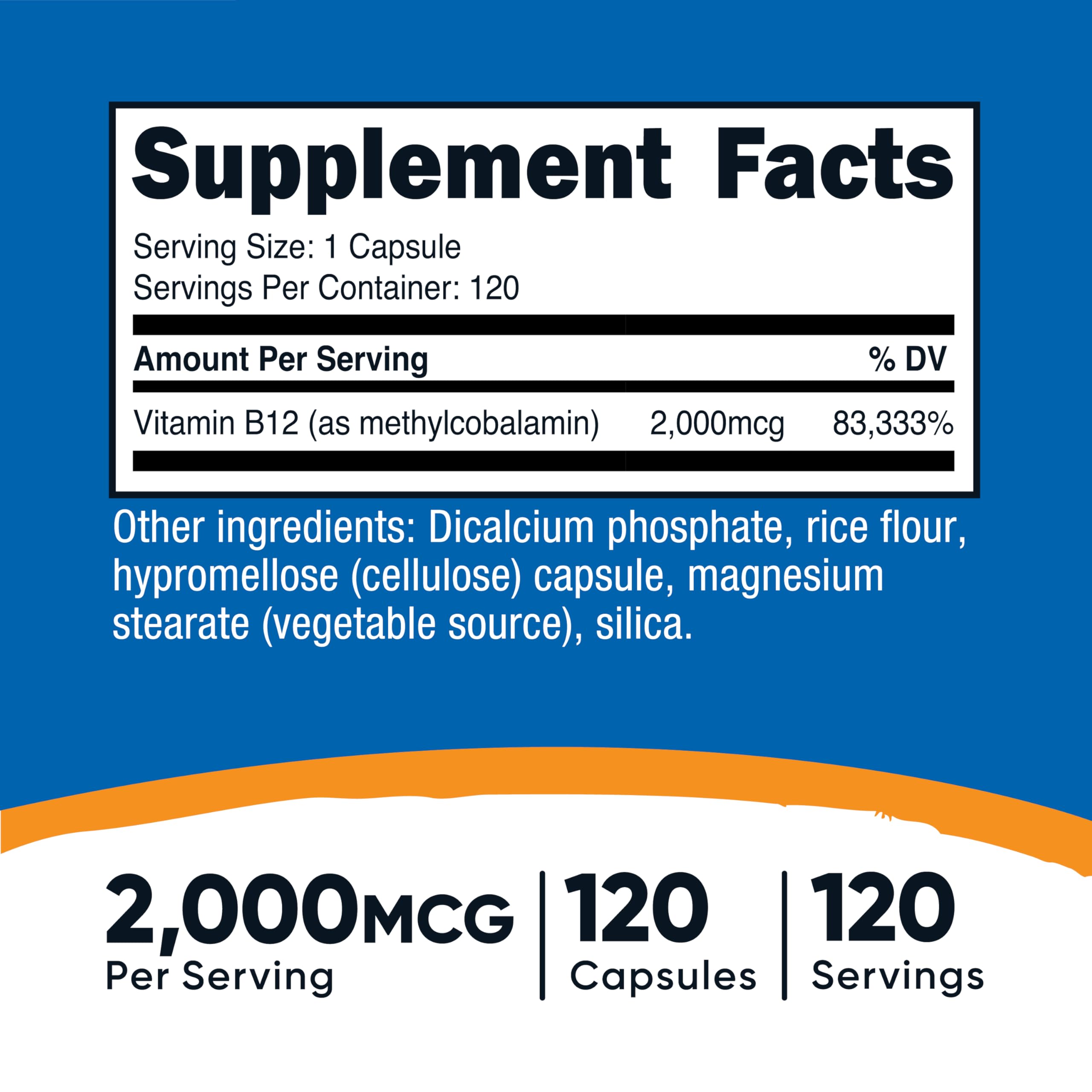Nutricost Vitamin B12 Methylcobalamin 2000mcg | 120 Vegetarian Capsules