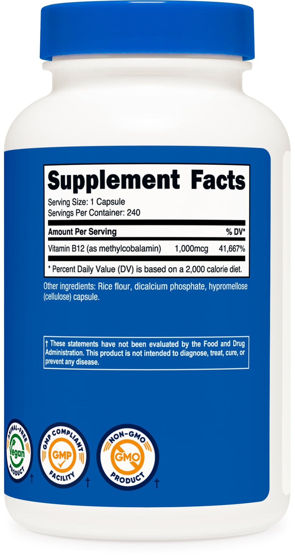 Nutricost Vitamin B12 1000mcg Methylcobalamin – 240 Capsules per Bottle, Pack of 2 | Vegetarian, Non-GMO & Gluten Free