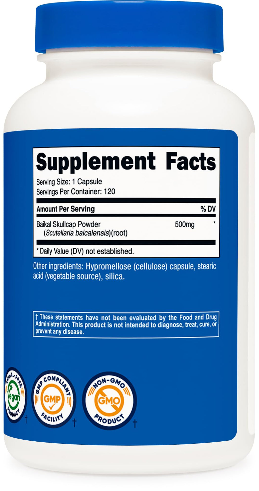 Nutricost Baikal Skullcap 500mg - 120 Vegetarian Capsules | Non-GMO, Gluten Free
