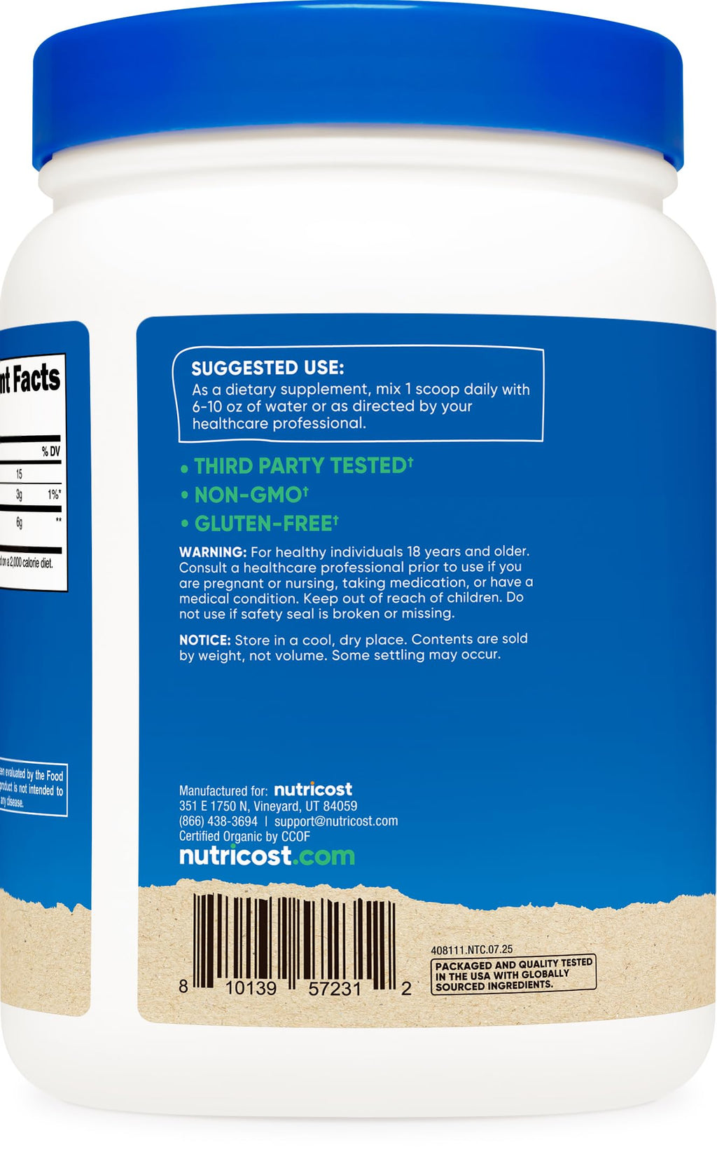 Nutricost Organic Baobab Fruit Powder Unflavored (1 LB) - Vegan, GMO-Free, Gluten Free